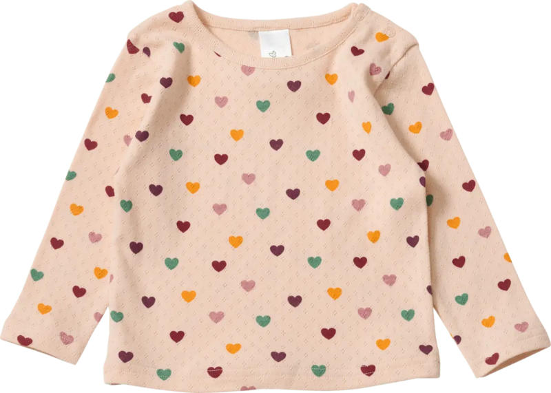 ALANA Langarmshirt mit Ajour-Struktur & Herz-Muster, beige, Gr. 80