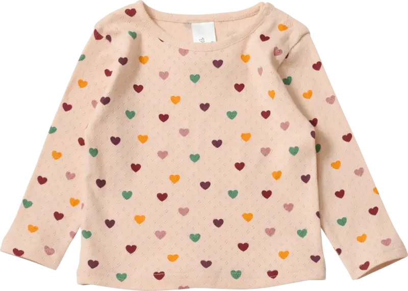 ALANA Langarmshirt mit Ajour-Struktur & Herz-Muster, beige, Gr. 86