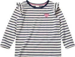 ALANA Langarmshirt mit Herz-Applikation, blau + weiß, Gr. 116