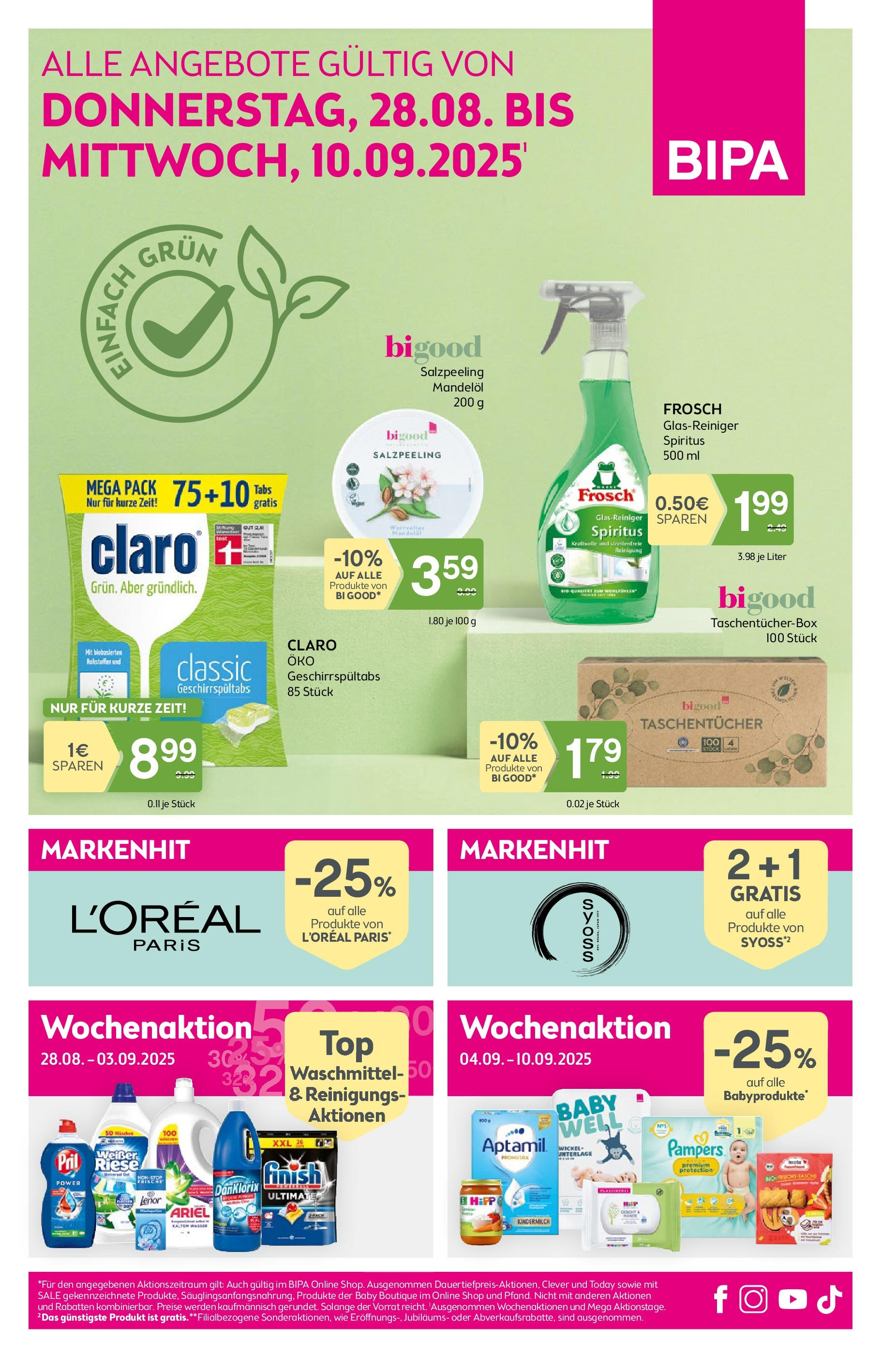 Bipa - BIPA: Flugblatt - gültig bis 10.09.2025 von 27.08.2025 - Aktuelle Angebote | Seite: 1 | Produkte: Wasser, Pampers, Waschmittel