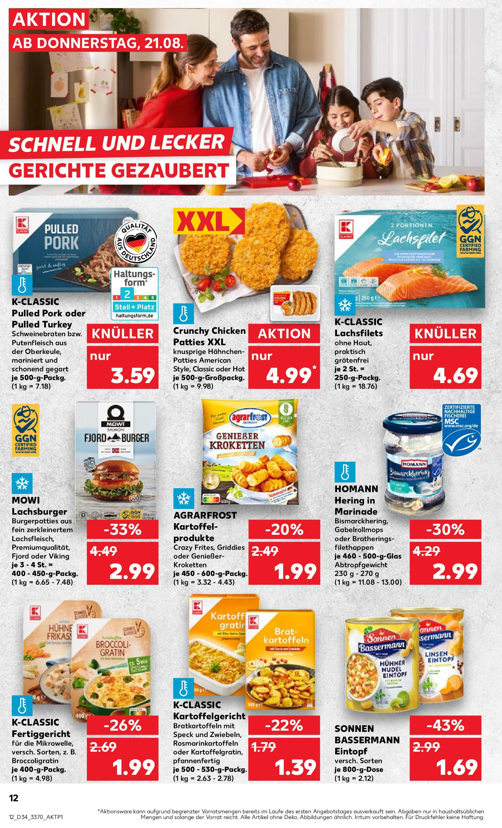 Prospekt Kaufland ab 21.08.2025 » Angebote Online zum Blättern | Seite: 12 | Produkte: Hahnchen, Burger, Kartoffeln