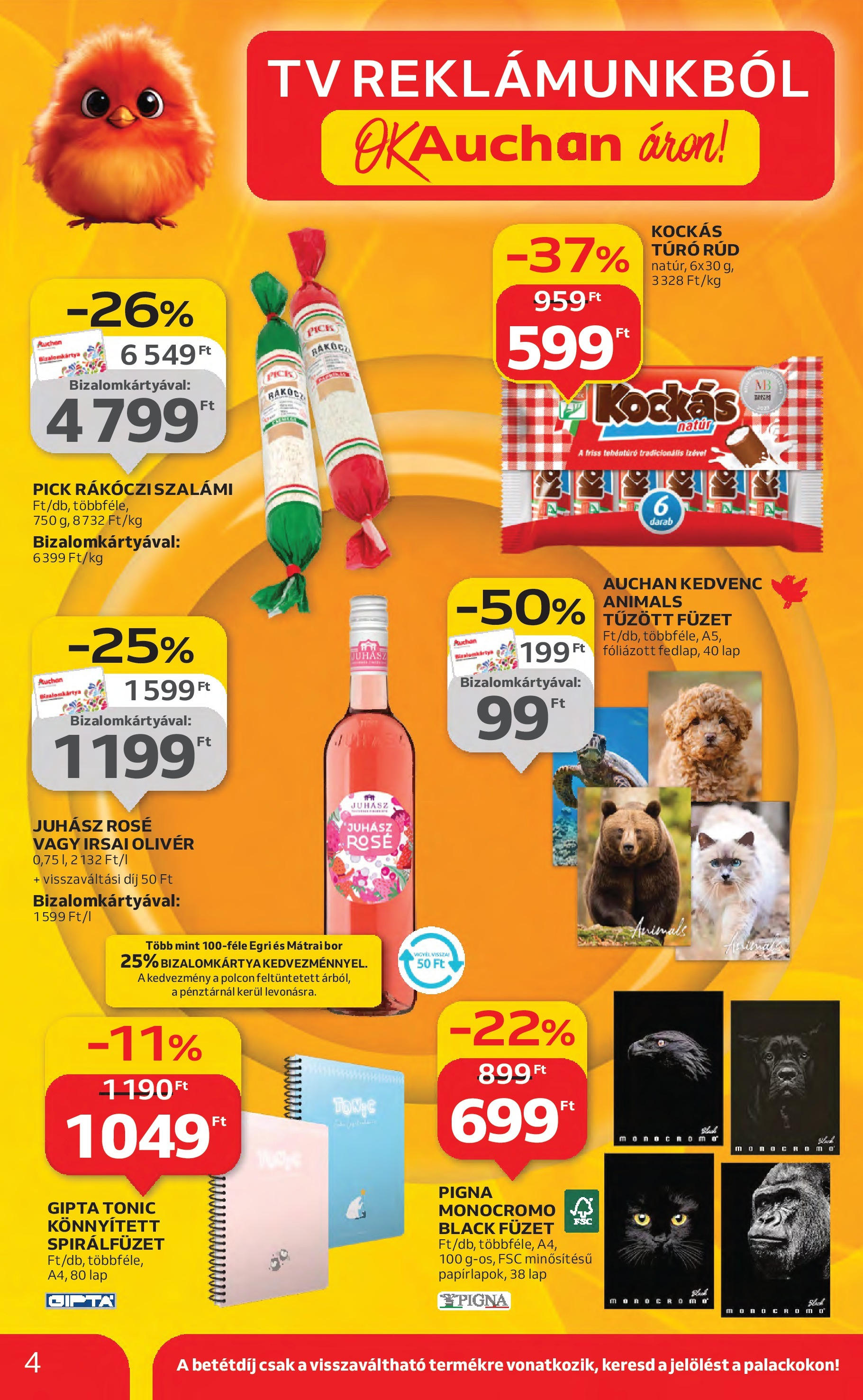 Akciós újság új Auchan - 2025.08.21. -tól/töl ⏳ | Oldal: 4 | Termékek: Rákóczi szalámi, TV, Juhász rosé, Túró Auchan Akciós újság - 2025.08.21. -tól/töl > akció, lapozható szórólap 🛍️ | Oldal: 4 | Termékek: Rákóczi szalámi, TV, Juhász rosé, Túró
