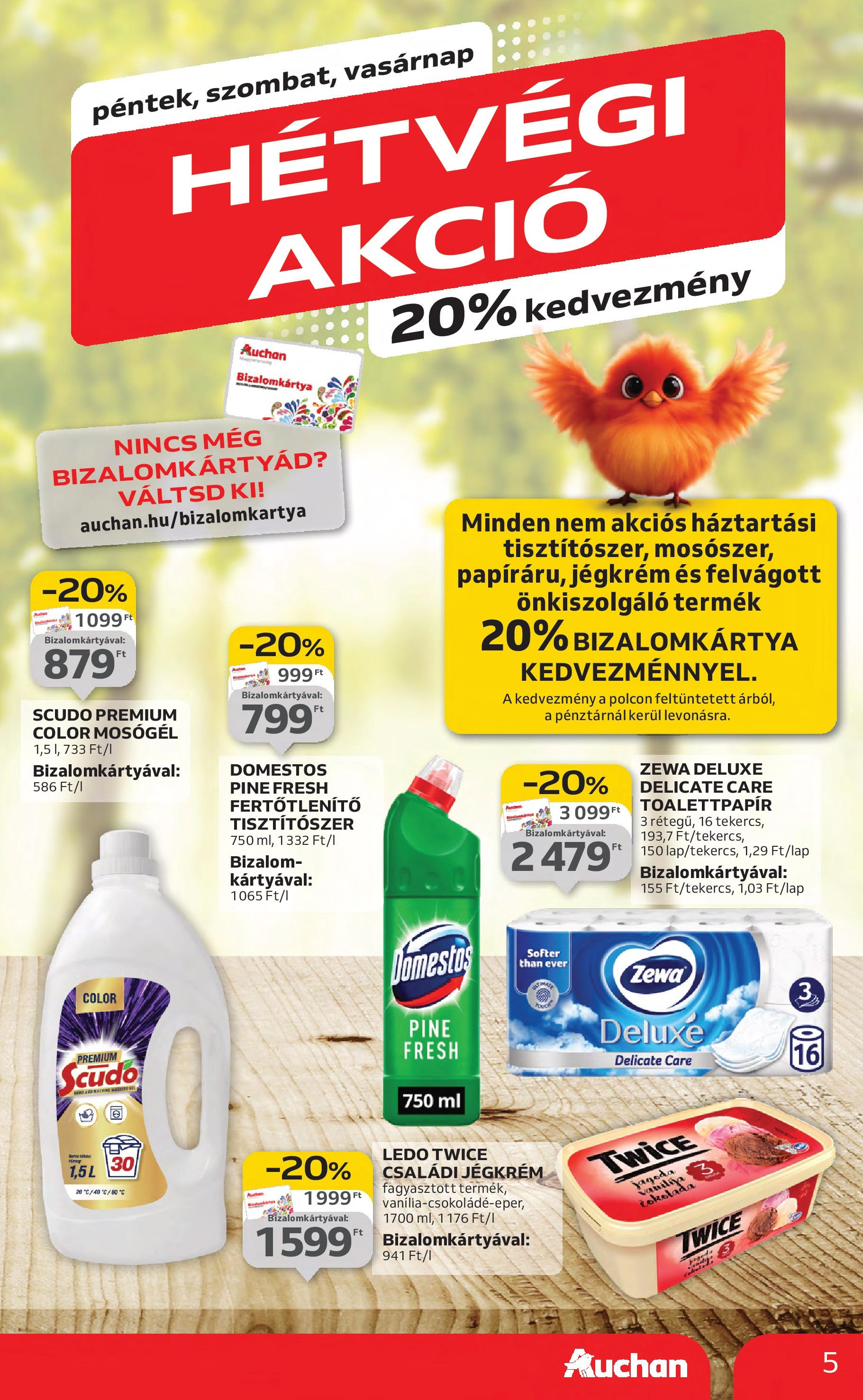 Akciós újság új Auchan - 2025.08.21. -tól/töl ⏳ | Oldal: 5 | Termékek: Mosógél, Felvágott, Jégkrém Auchan Akciós újság - 2025.08.21. -tól/töl > akció, lapozható szórólap 🛍️ | Oldal: 5 | Termékek: Mosógél, Felvágott, Jégkrém
