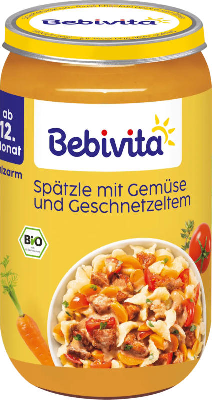 Bebivita Menü Spätzle mit Gemüse und Geschnetzeltem ab dem 12. Monat