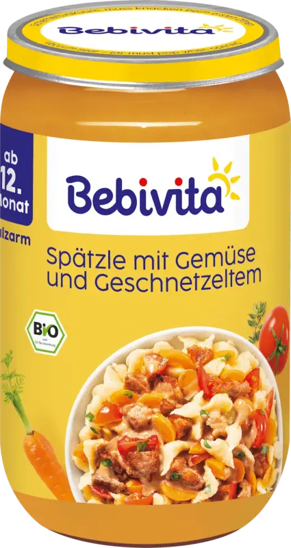 Bebivita Menü Spätzle mit Gemüse und Geschnetzeltem ab dem 12. Monat