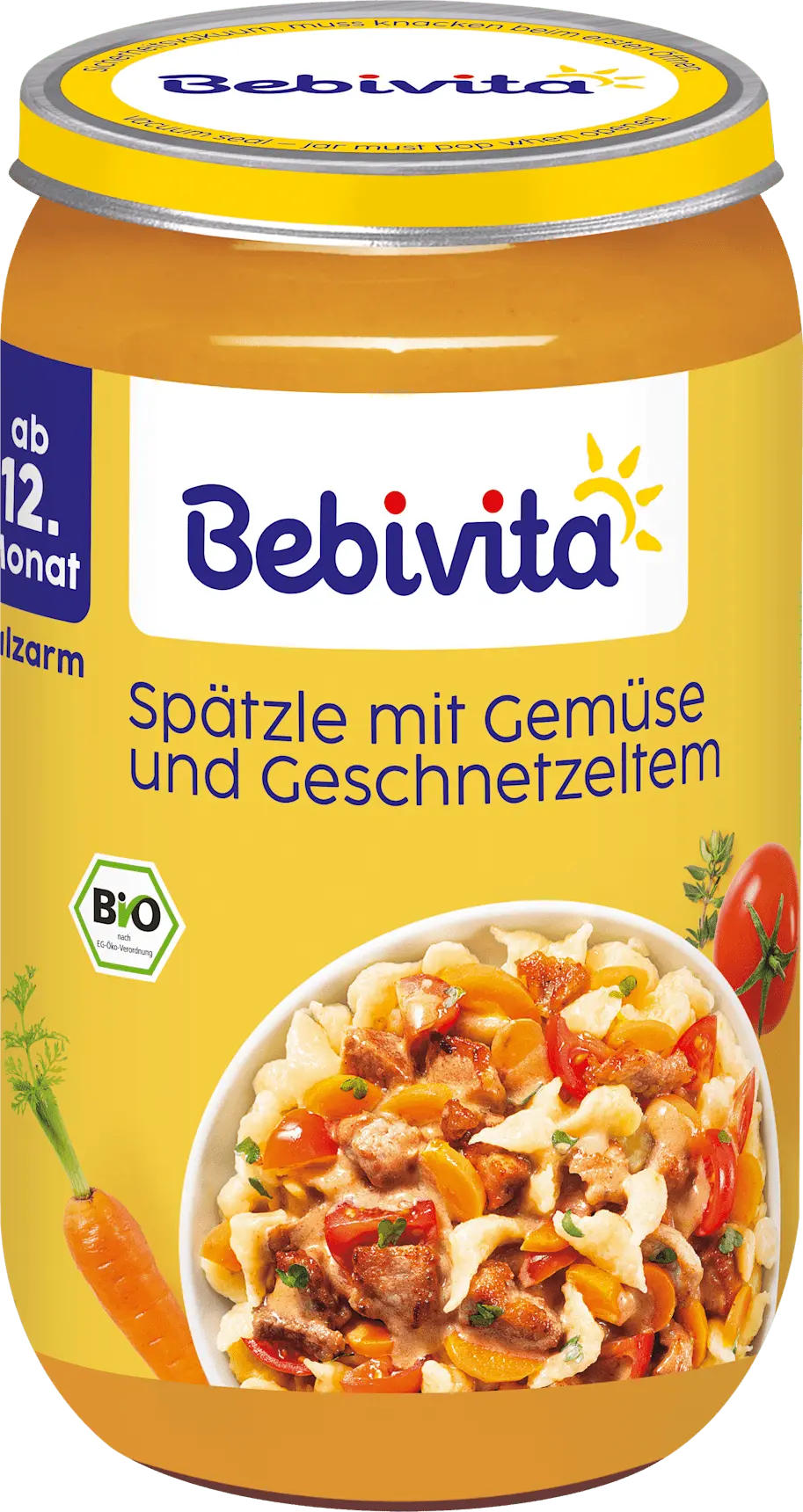 Bebivita Menü Spätzle mit Gemüse und Geschnetzeltem ab dem 12. Monat