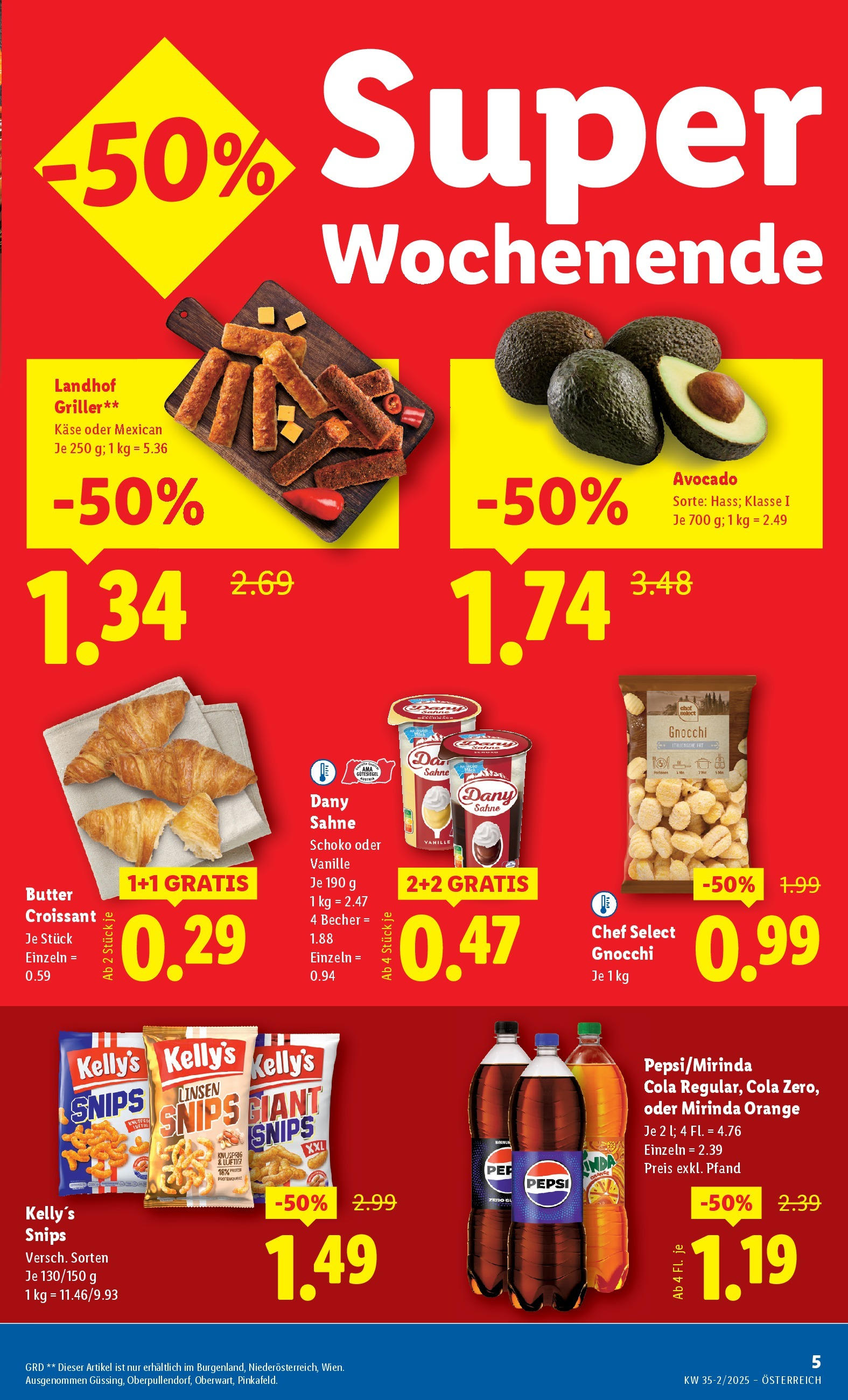 Lidl Flugblatt - Wien, Langenzersdorf, Zwettl ab 28.08.2025 - Angebote ab donnerstag | Seite: 7 | Produkte: Sahne, Avocado, Butter, Käse