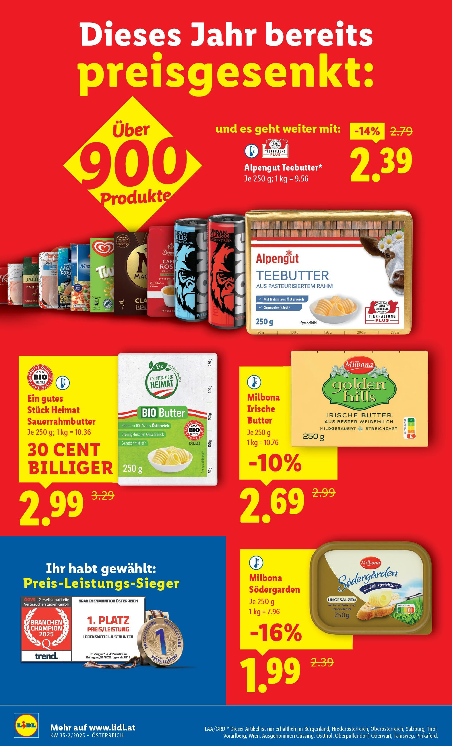 Lidl Flugblatt - Salzburg, Jenbach, Dornbirn ab 28.08.2025 - Angebote ab donnerstag | Seite: 16 | Produkte: Butter