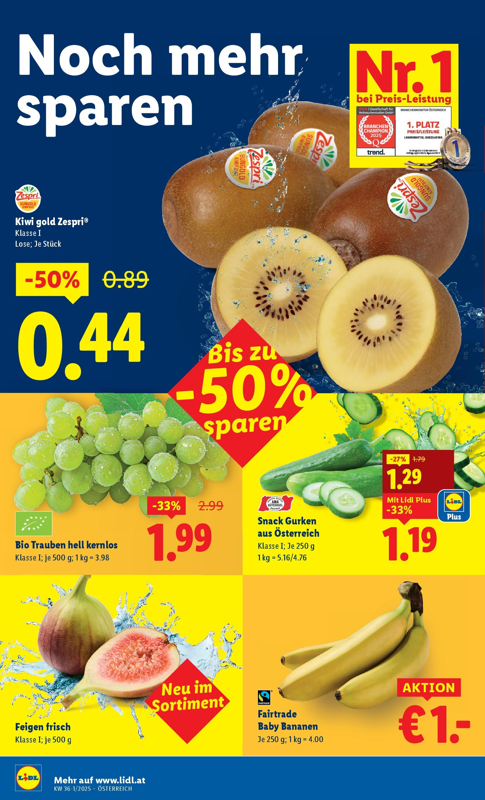 Lidl - Lidl: Flugblatt in deiner Nähe ab 27.08.2025 - Angebote ab donnerstag | Seite: 34 | Produkte: Kiwi, Gurken, Bananen