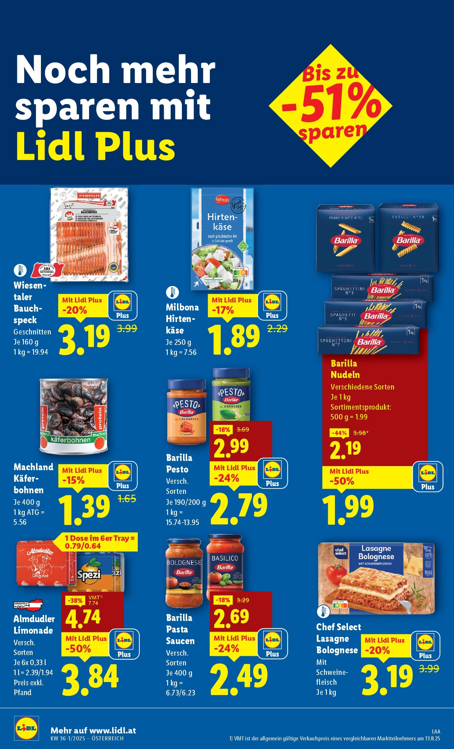 Lidl Flugblatt - Salzburg, Jenbach, Dornbirn ab 28.08.2025 - Angebote ab donnerstag | Seite: 42 | Produkte: Pasta, Käse, Hajdina liszt, Schweinefleisch