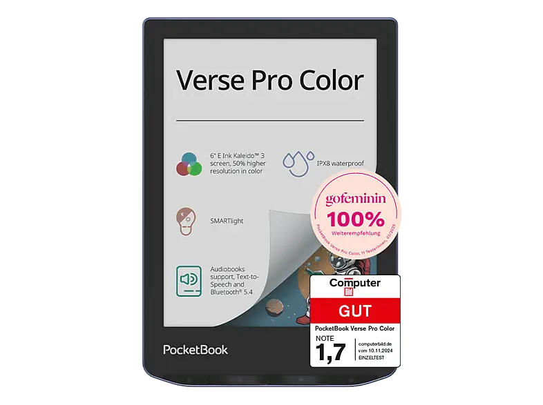 POCKETbook Verse Pro Color eBook-Reader, 16 GB, Lavender Dream; eReader
