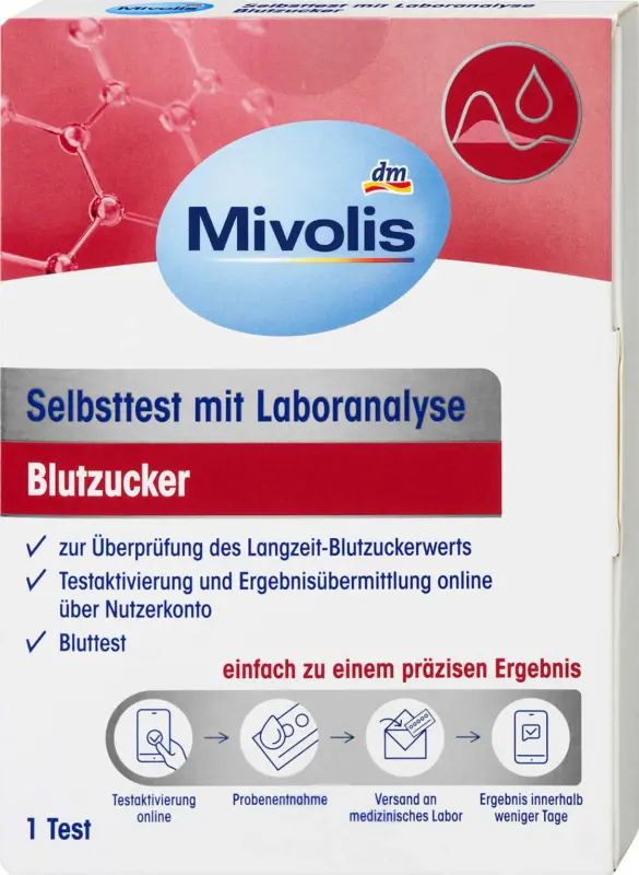 Mivolis Selbsttest mit Laboranalyse Blutzucker, 1 Anwendung