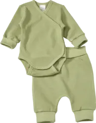 ALANA Set mit Wickelbody und Hose mit Waffel-Struktur, grün, Gr. 50/56
