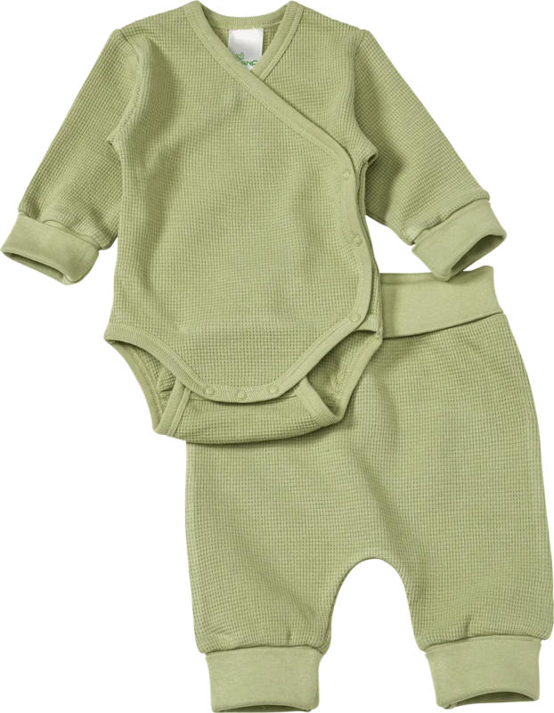 ALANA Set mit Wickelbody und Hose mit Waffel-Struktur, grün, Gr. 50/56