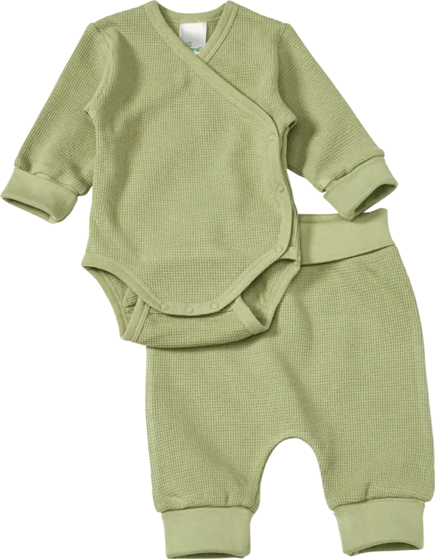 ALANA Set mit Wickelbody und Hose mit Waffel-Struktur, grün, Gr. 50/56