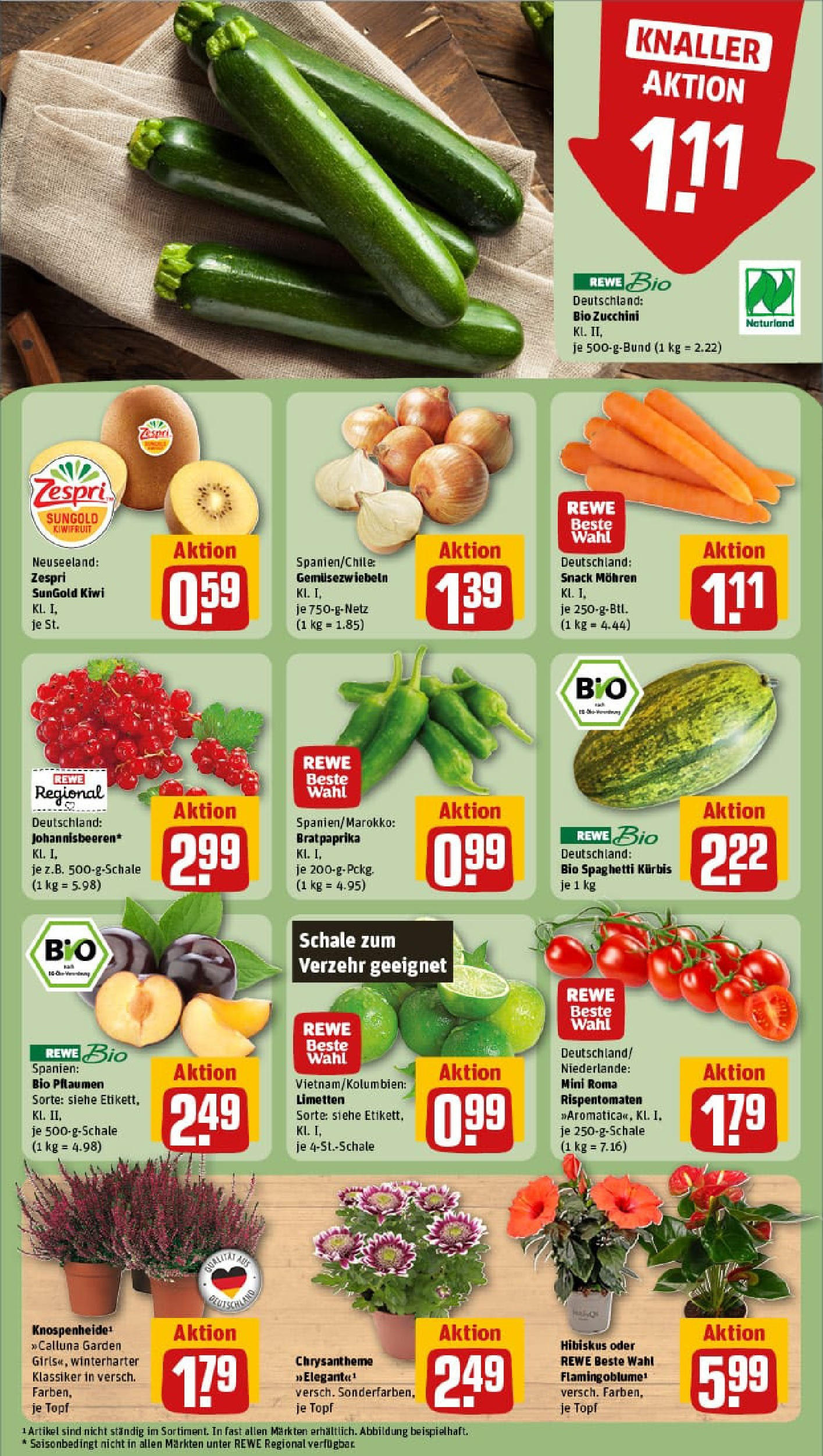 REWE Prospekt ab 24.08.2025 zum Blättern » Angebote | Seite: 7 | Produkte: Limetten, Kürbis, Zucchini, Kiwi REWE Prospekt ab 24.08.2025 zum Blättern » Angebote | Seite: 7 | Produkte: Limetten, Kürbis, Zucchini, Kiwi