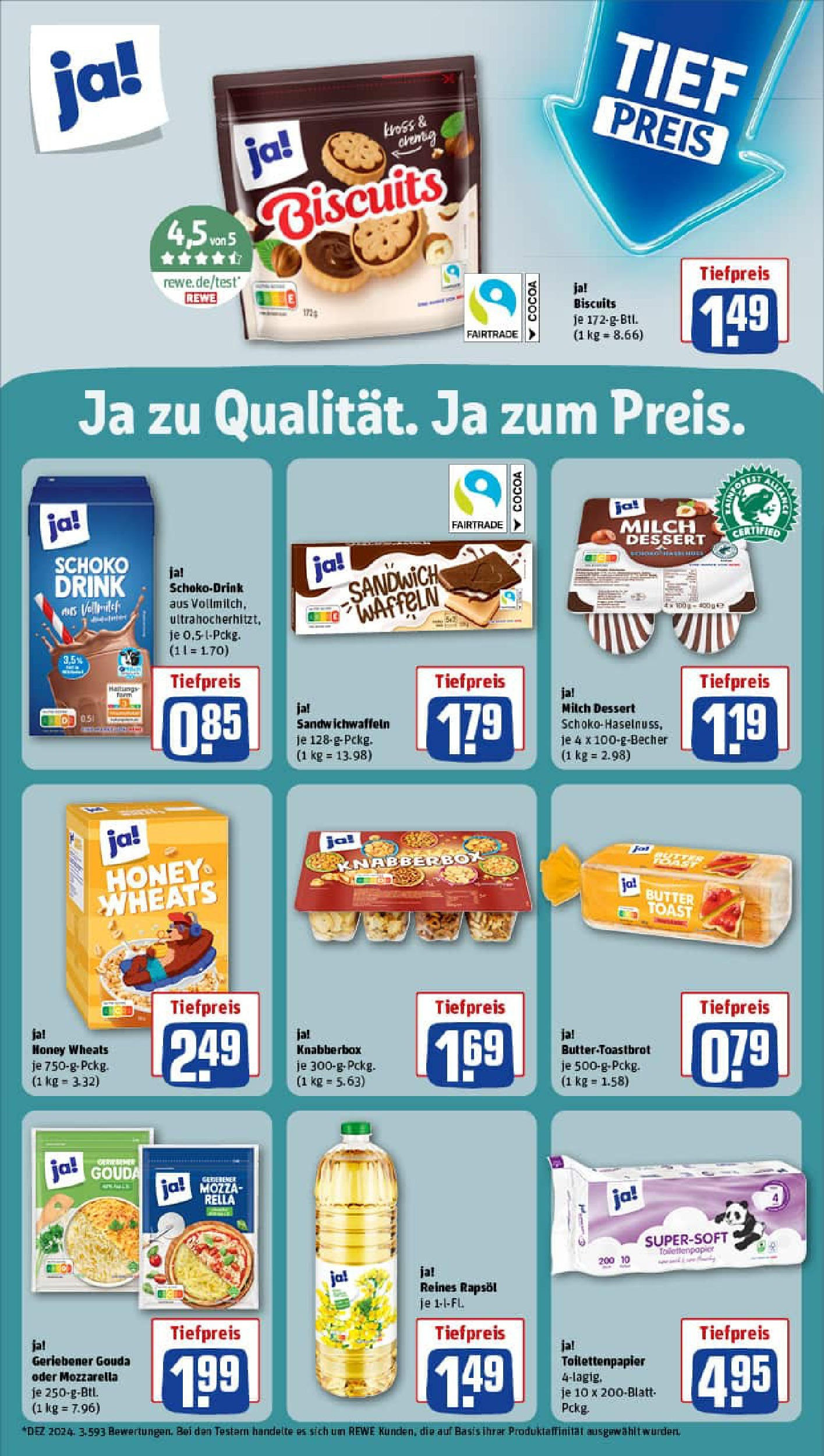 REWE Prospekt ab 24.08.2025 zum Blättern » Angebote | Seite: 15 | Produkte: Toast, Rapsöl, Mozzarella, Waffeln REWE Prospekt ab 24.08.2025 zum Blättern » Angebote | Seite: 15 | Produkte: Toast, Rapsöl, Mozzarella, Waffeln