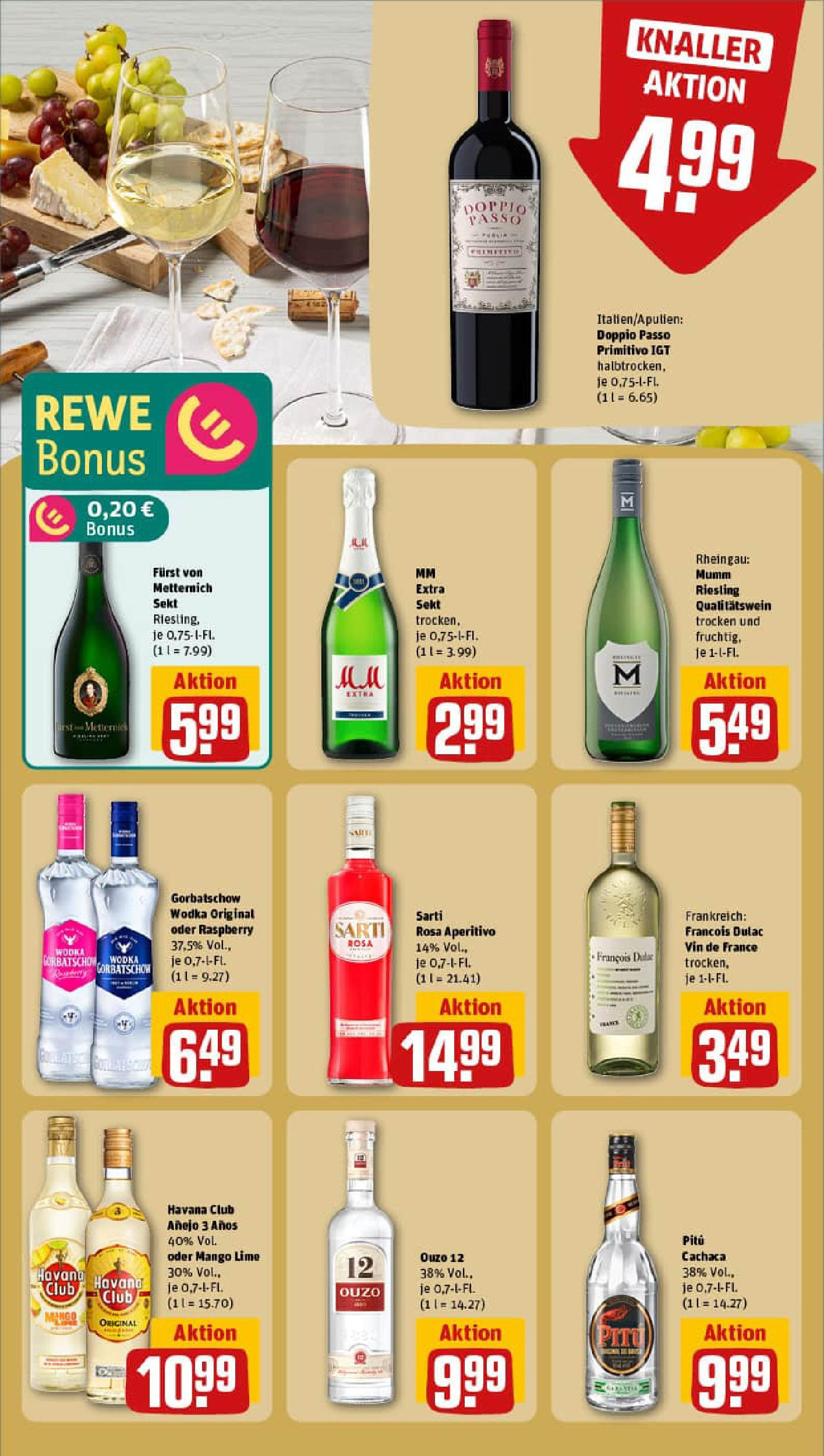 REWE Prospekt ab 24.08.2025 zum Blättern » Angebote | Seite: 21 | Produkte: Ouzo, Doppio passo primitivo, Doppio Passo, Wodka gorbatschow REWE Prospekt ab 24.08.2025 zum Blättern » Angebote | Seite: 21 | Produkte: Ouzo, Doppio passo primitivo, Doppio Passo, Wodka gorbatschow