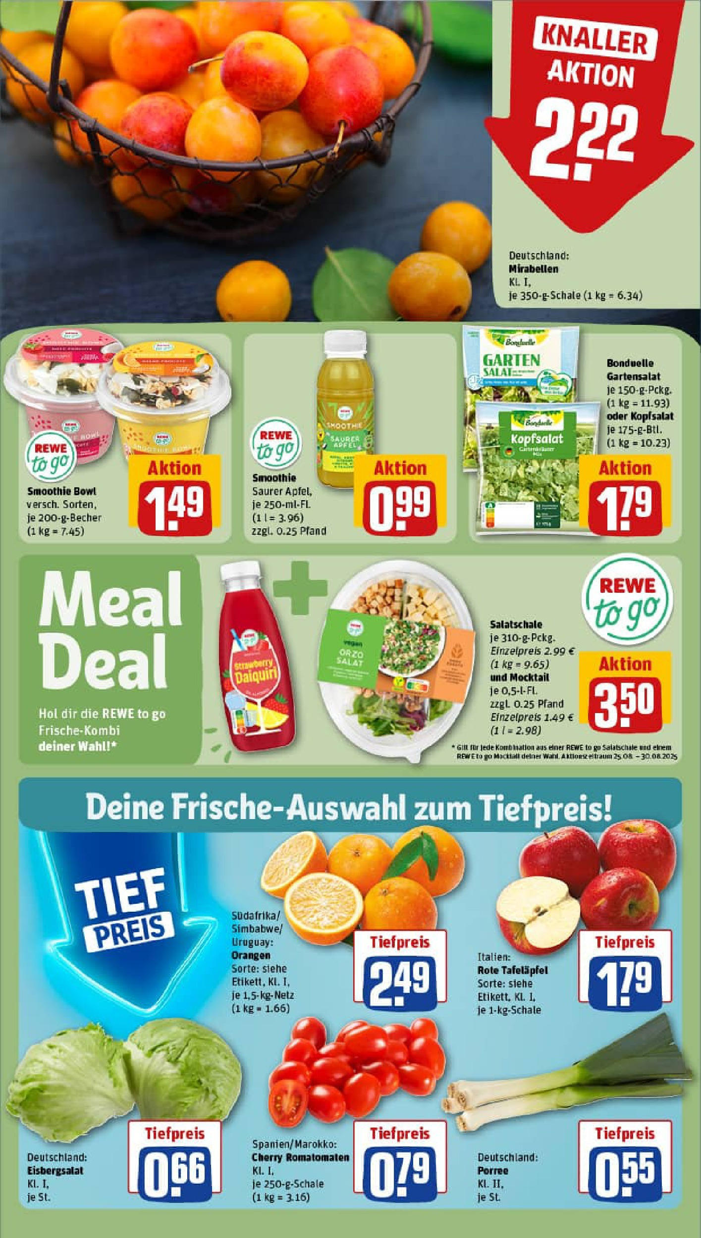 REWE Prospekt ab 24.08.2025 zum Blättern » Angebote | Seite: 6 | Produkte: Äpfel, Orangen, Eisbergsalat, Salat REWE Prospekt ab 24.08.2025 zum Blättern » Angebote | Seite: 6 | Produkte: Äpfel, Orangen, Eisbergsalat, Salat
