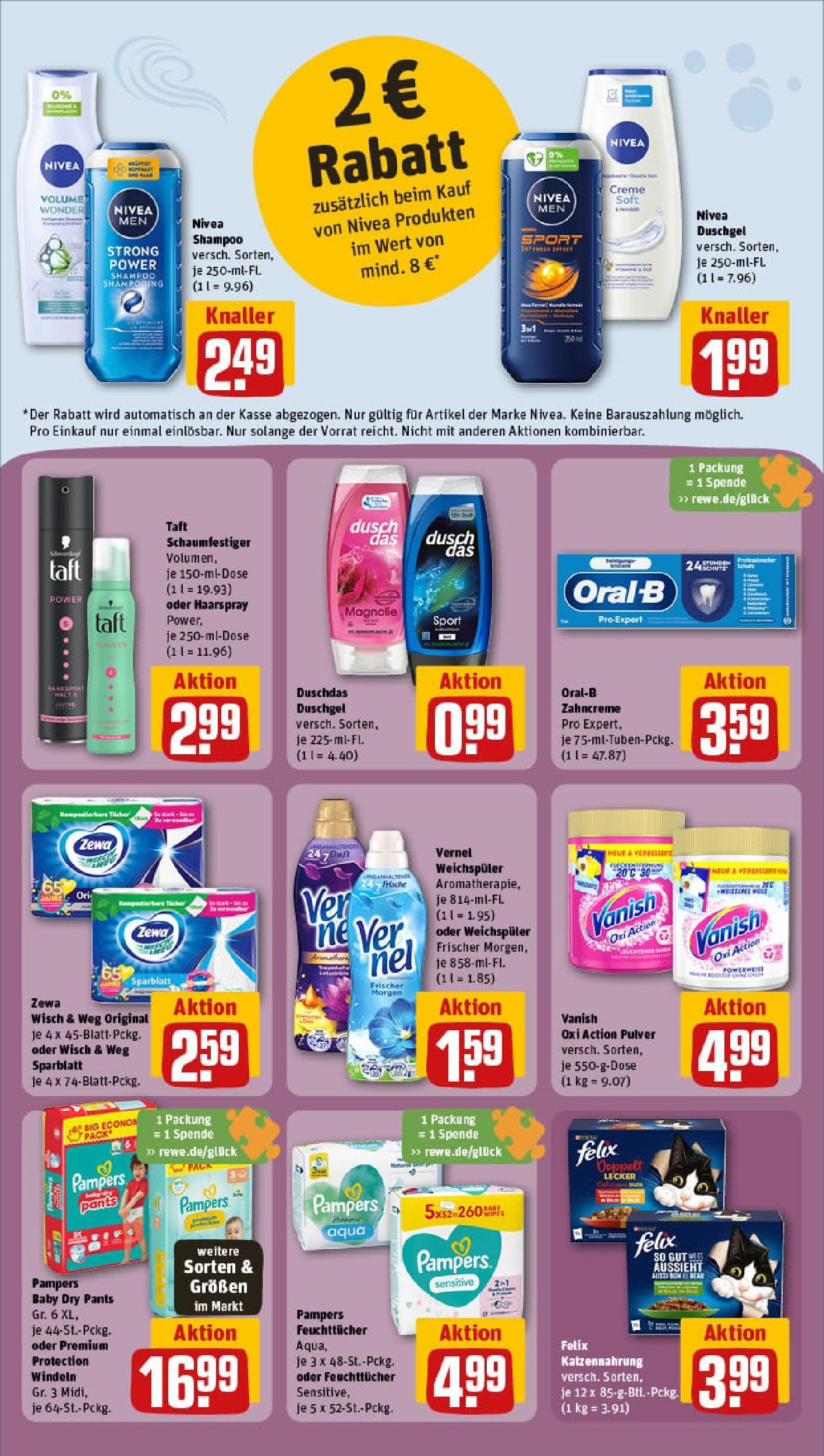 REWE Prospekt ab 24.08.2025 zum Blättern » Angebote | Seite: 26 | Produkte: Shampoo, Haarspray, Creme, Duschdas REWE Prospekt ab 24.08.2025 zum Blättern » Angebote | Seite: 26 | Produkte: Shampoo, Haarspray, Creme, Duschdas