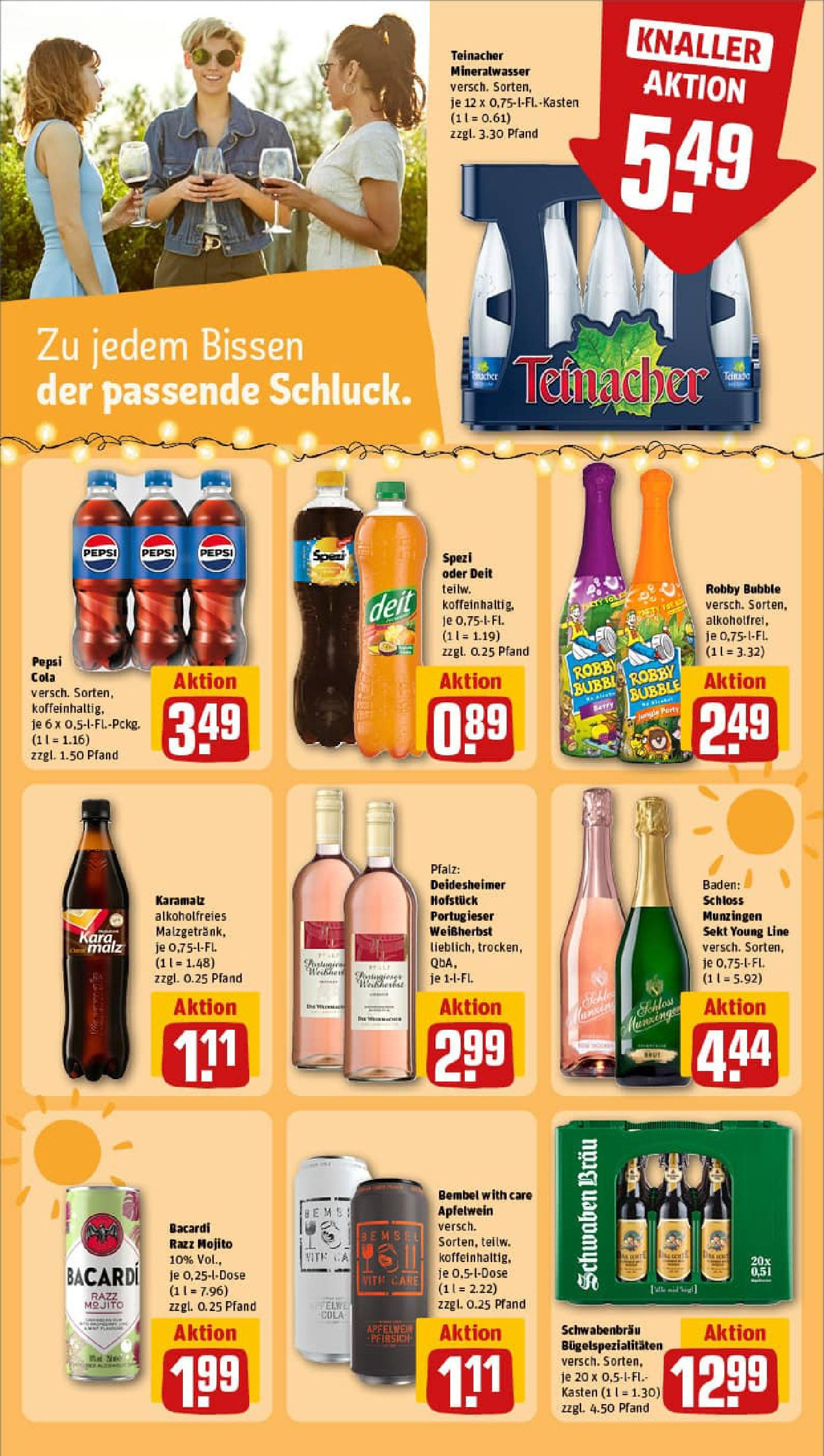 REWE Prospekt ab 24.08.2025 zum Blättern » Angebote | Seite: 17 | Produkte: Bacardi, Cola, Mineralwasser, Apple REWE Prospekt ab 24.08.2025 zum Blättern » Angebote | Seite: 17 | Produkte: Bacardi, Cola, Mineralwasser, Apple