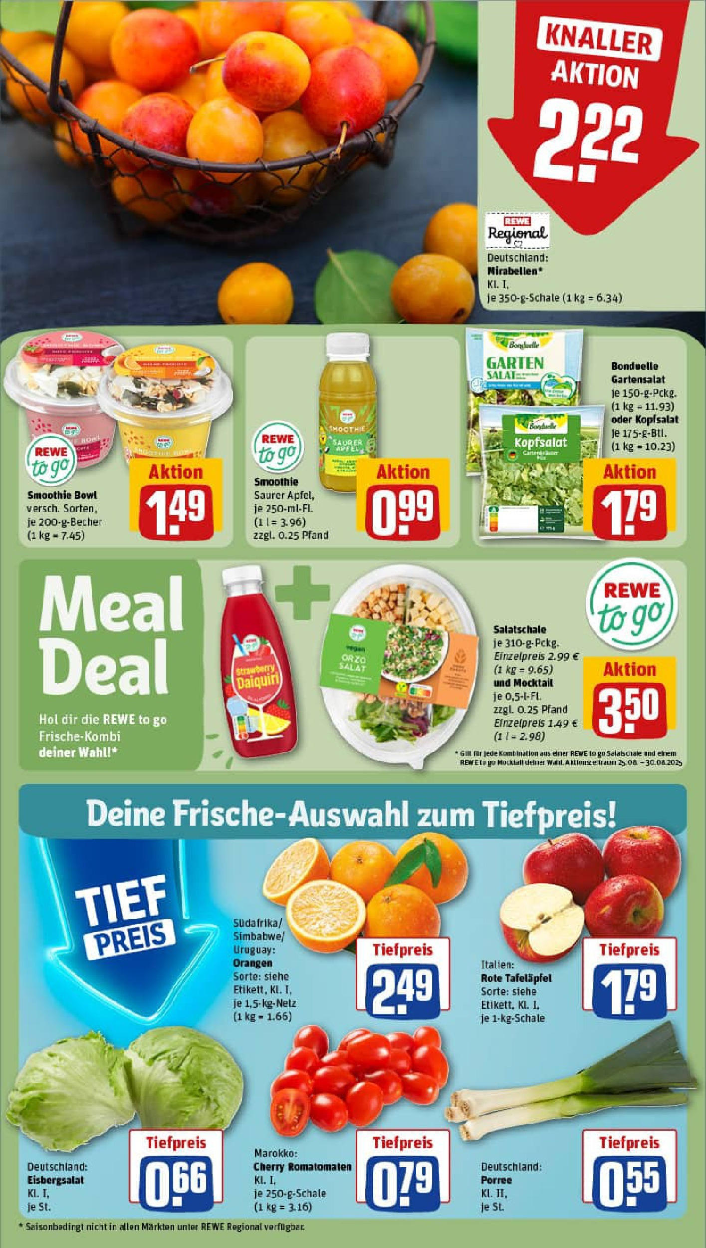 REWE Prospekt ab 24.08.2025 zum Blättern » Angebote | Seite: 8 | Produkte: Äpfel, Orangen, Eisbergsalat, Salat REWE Prospekt ab 24.08.2025 zum Blättern » Angebote | Seite: 8 | Produkte: Äpfel, Orangen, Eisbergsalat, Salat
