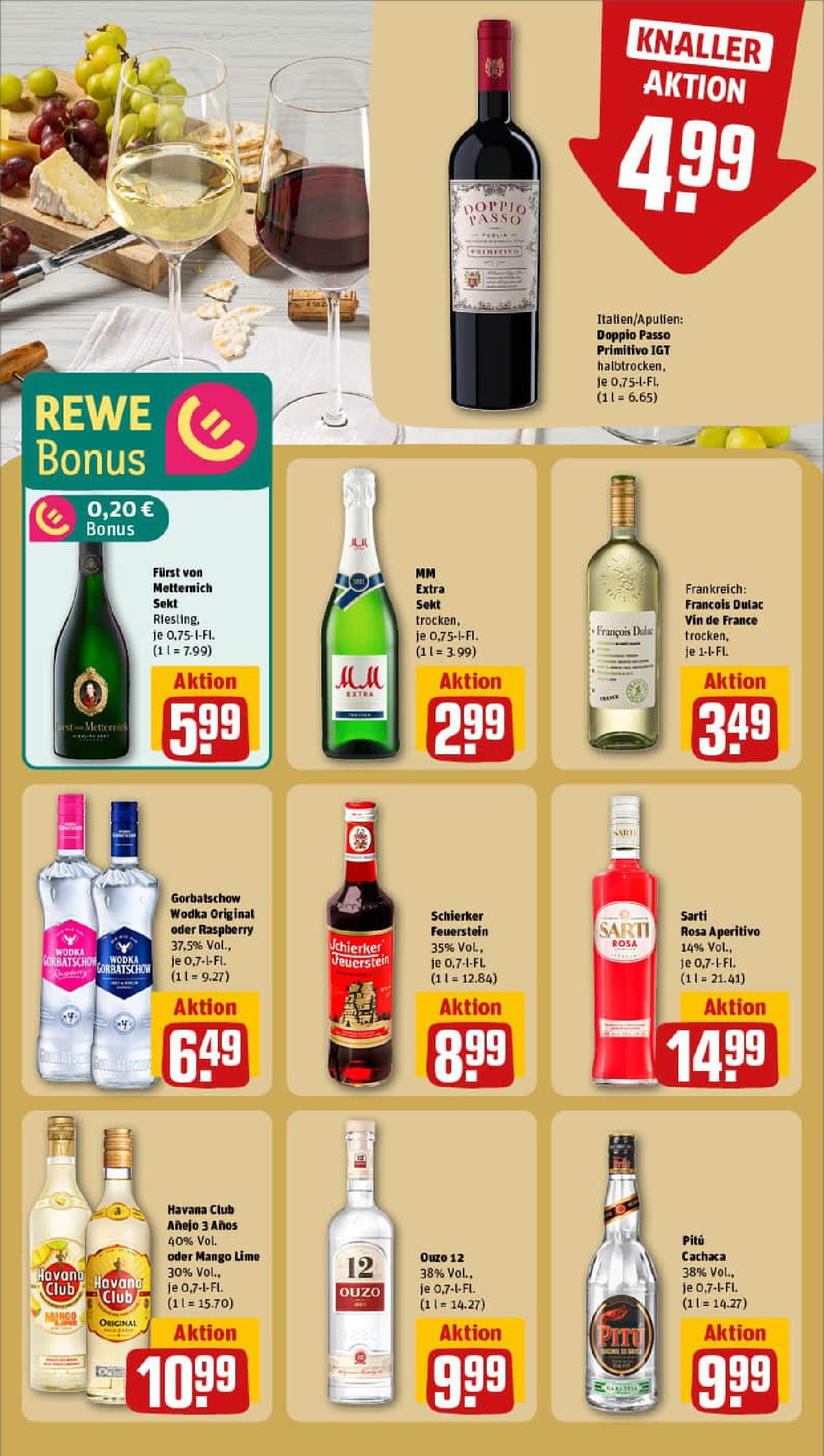 REWE Prospekt ab 24.08.2025 zum Blättern » Angebote | Seite: 17 | Produkte: Ouzo 12, Furst von metternich, Mango, Vodka