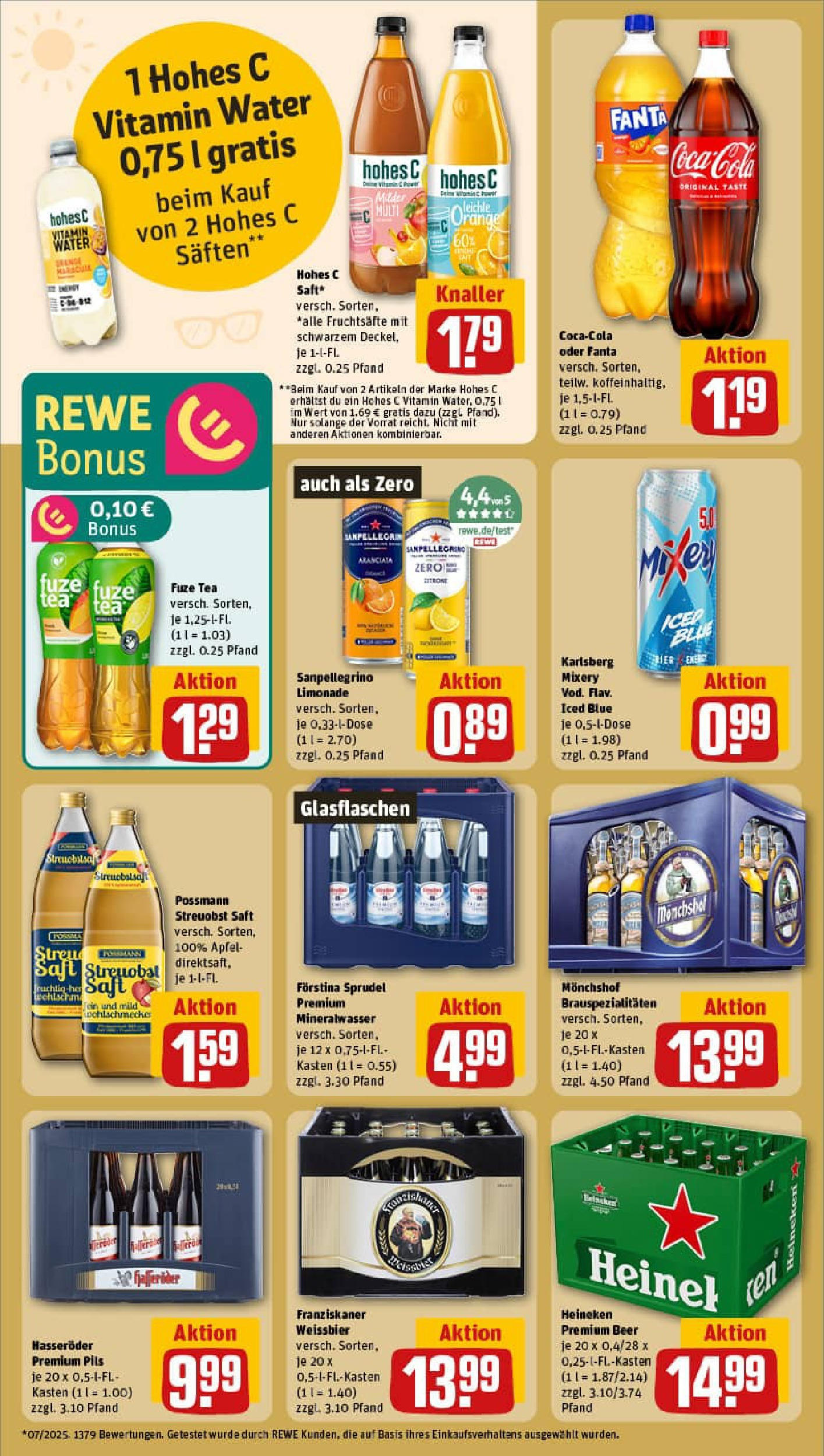 REWE Prospekt ab 24.08.2025 zum Blättern » Angebote | Seite: 20 | Produkte: Fuze tea, Mineralwasser, Heineken, Hasseröder REWE Prospekt ab 24.08.2025 zum Blättern » Angebote | Seite: 20 | Produkte: Fuze tea, Mineralwasser, Heineken, Hasseröder
