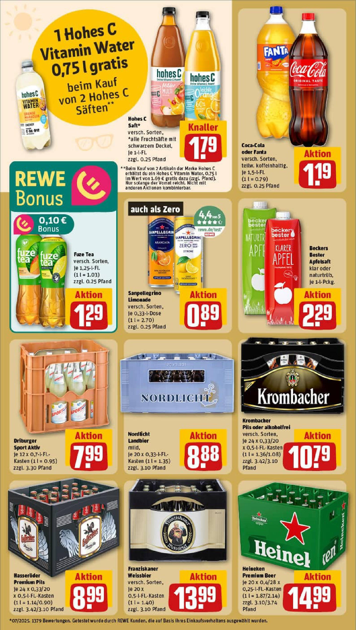 REWE Prospekt ab 24.08.2025 zum Blättern » Angebote | Seite: 18 | Produkte: Weißbier, Apfelsaft, Heineken, Hohes c