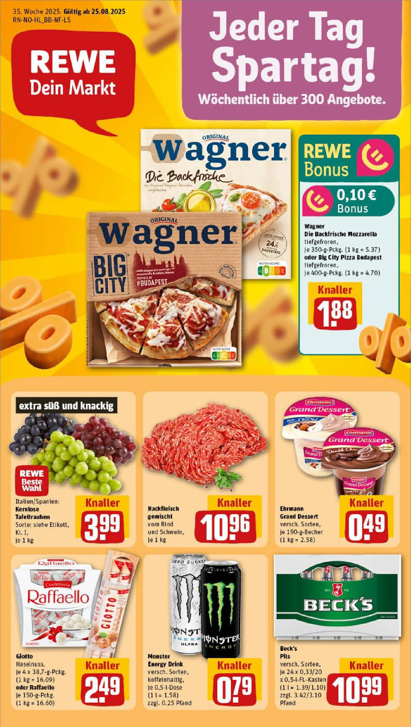 REWE Prospekt ab 24.08.2025 zum Blättern » Angebote | Seite: 1 | Produkte: Energy, Mozzarella, Monster, Hackfleisch REWE Prospekt ab 24.08.2025 zum Blättern » Angebote | Seite: 1 | Produkte: Energy, Mozzarella, Monster, Hackfleisch