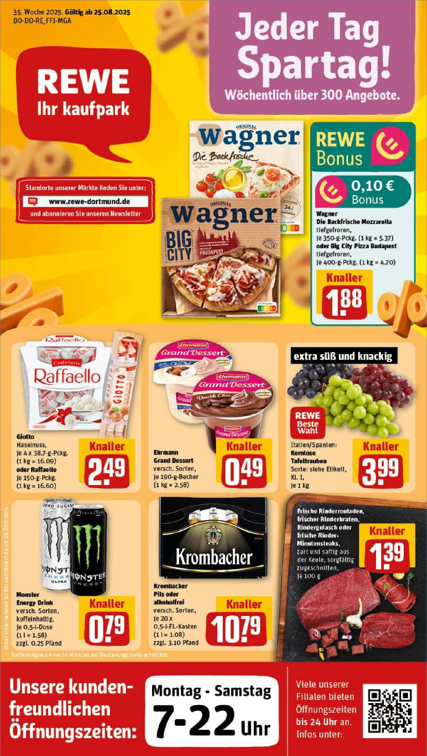 REWE Prospekt ab 24.08.2025 zum Blättern » Angebote | Seite: 1 | Produkte: Mozzarella, Pils, Monster, Krombacher REWE Prospekt ab 24.08.2025 zum Blättern » Angebote | Seite: 1 | Produkte: Mozzarella, Pils, Monster, Krombacher