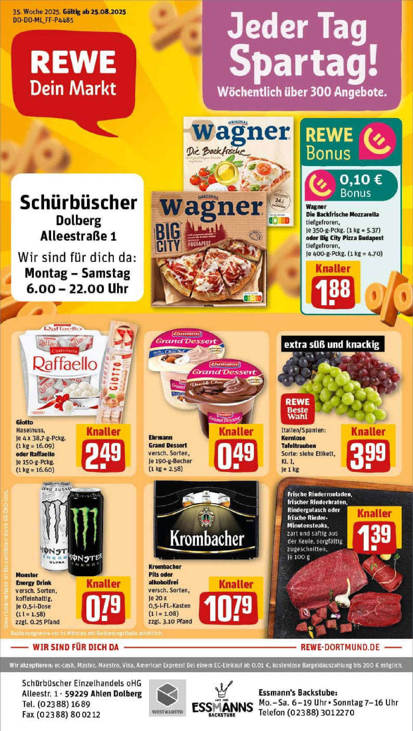 REWE Prospekt ab 25.08.2025 zum Blättern » Angebote | Seite: 1 | Produkte: Raffaello, Theke, Mozzarella, Monster REWE Prospekt ab 25.08.2025 zum Blättern » Angebote | Seite: 1 | Produkte: Raffaello, Theke, Mozzarella, Monster