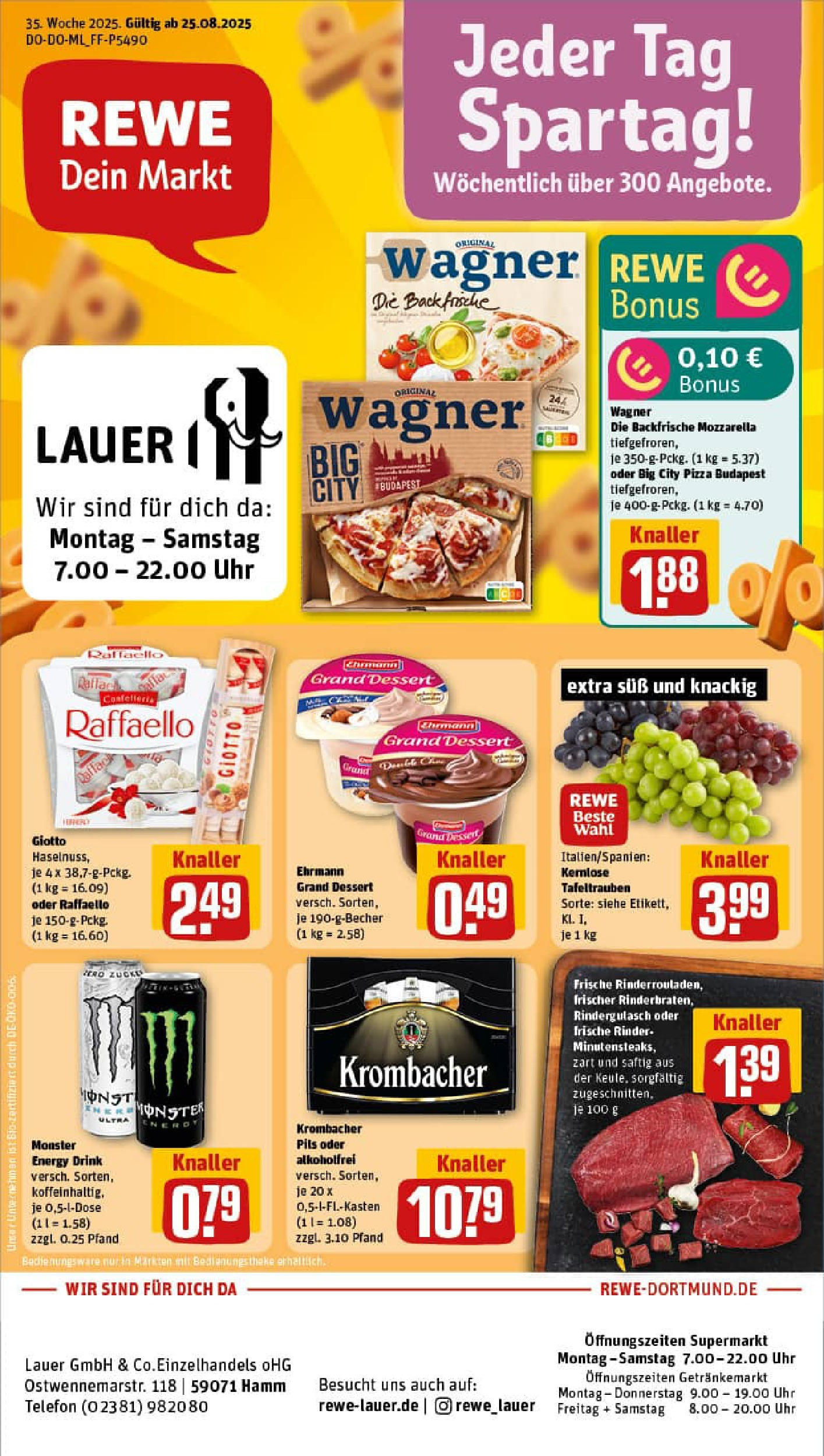 REWE Prospekt ab 24.08.2025 zum Blättern » Angebote | Seite: 1 | Produkte: Rinderrouladen, Energy, Krombacher, Pizza REWE Prospekt ab 24.08.2025 zum Blättern » Angebote | Seite: 1 | Produkte: Rinderrouladen, Energy, Krombacher, Pizza
