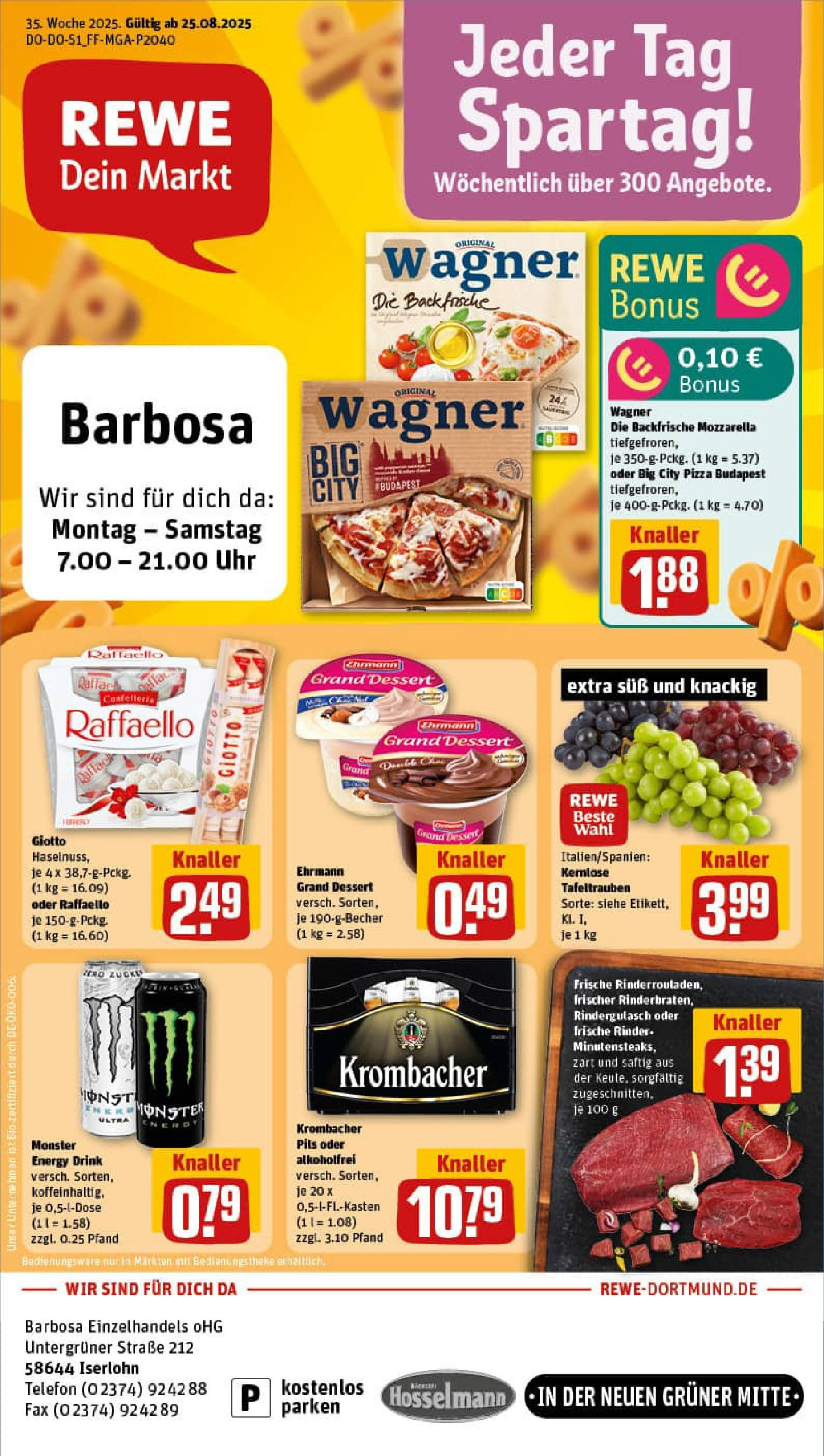 REWE Prospekt ab 24.08.2025 zum Blättern » Angebote | Seite: 1 | Produkte: Rindergulasch, Pils, Monster, Telefon REWE Prospekt ab 24.08.2025 zum Blättern » Angebote | Seite: 1 | Produkte: Rindergulasch, Pils, Monster, Telefon