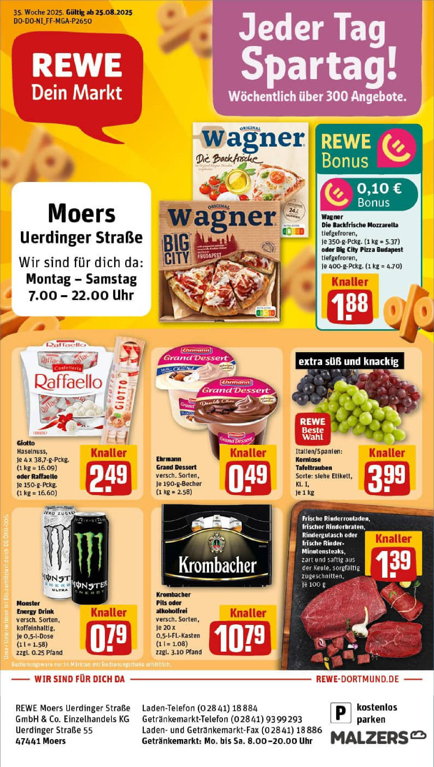 REWE Prospekt ab 24.08.2025 zum Blättern » Angebote | Seite: 1 | Produkte: Energy, Pils, Krombacher, Uhr REWE Prospekt ab 24.08.2025 zum Blättern » Angebote | Seite: 1 | Produkte: Energy, Pils, Krombacher, Uhr
