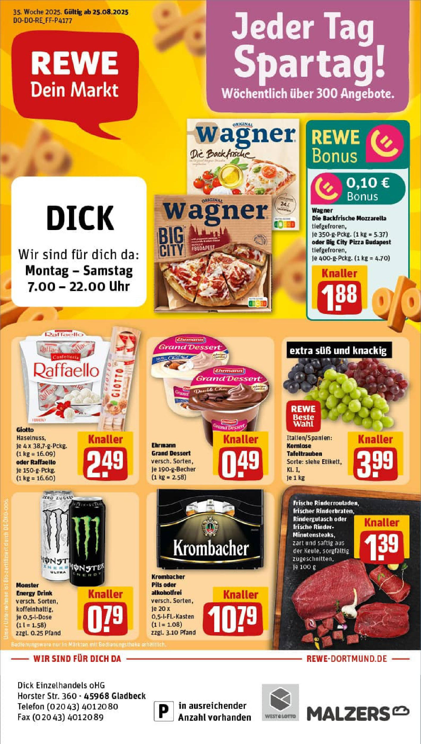 REWE Prospekt ab 24.08.2025 zum Blättern » Angebote | Seite: 1 | Produkte: Mozzarella, Pils, Pizza, Uhr REWE Prospekt ab 24.08.2025 zum Blättern » Angebote | Seite: 1 | Produkte: Mozzarella, Pils, Pizza, Uhr