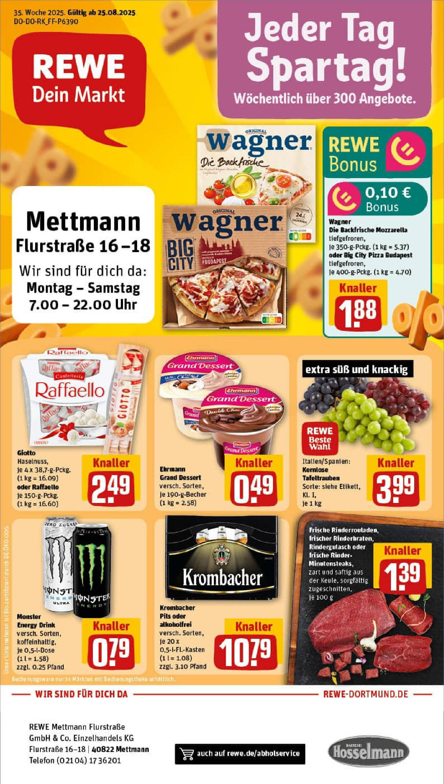 REWE Prospekt ab 24.08.2025 zum Blättern » Angebote | Seite: 1 | Produkte: Rinderrouladen, Rindergulasch, Ehrmann grand dessert, Uhr REWE Prospekt ab 24.08.2025 zum Blättern » Angebote | Seite: 1 | Produkte: Rinderrouladen, Rindergulasch, Ehrmann grand dessert, Uhr