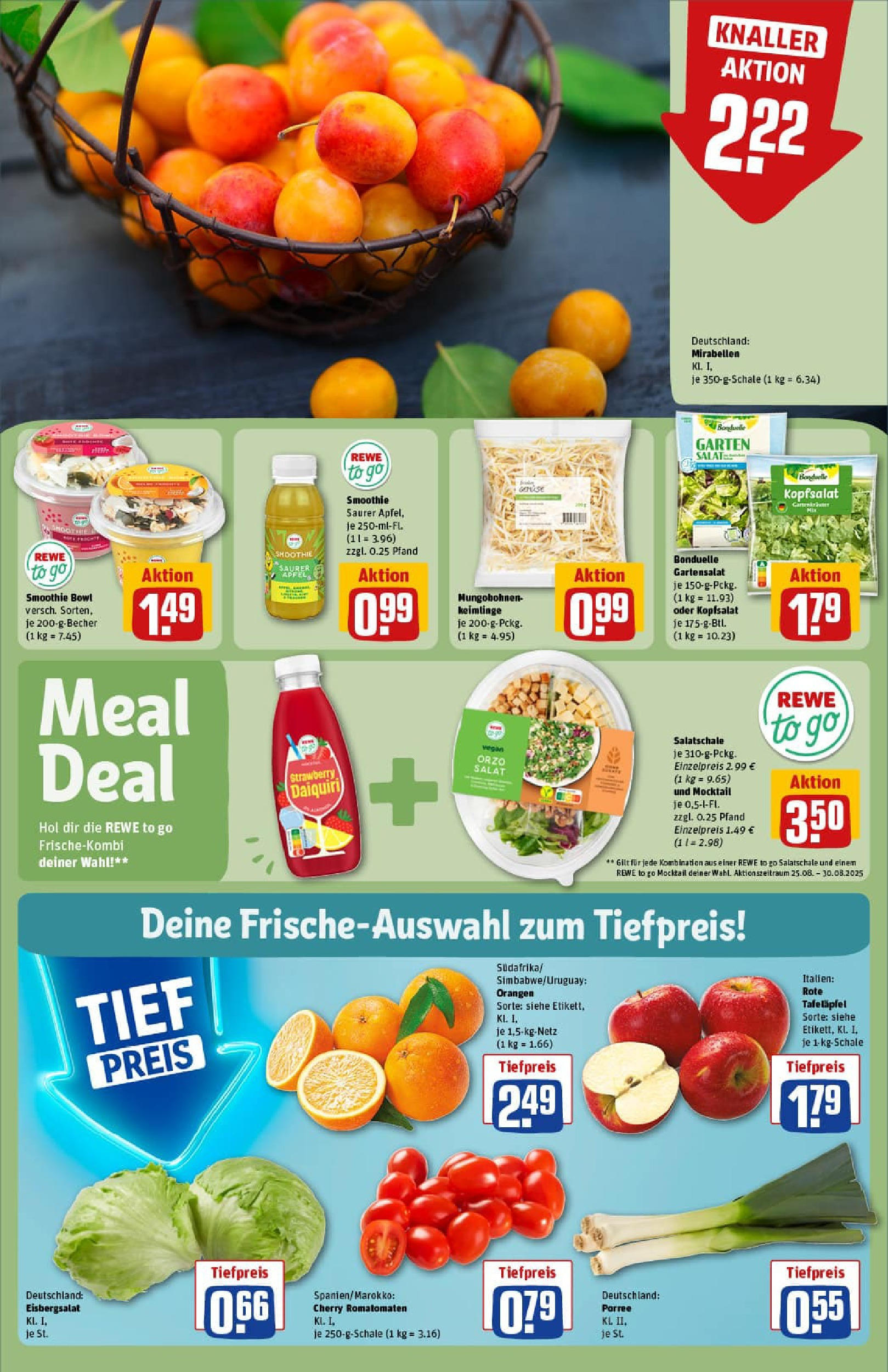 REWE Prospekt ab 24.08.2025 zum Blättern » Angebote | Seite: 6 | Produkte: Äpfel, Orangen, Eisbergsalat, Salat REWE Prospekt ab 24.08.2025 zum Blättern » Angebote | Seite: 6 | Produkte: Äpfel, Orangen, Eisbergsalat, Salat