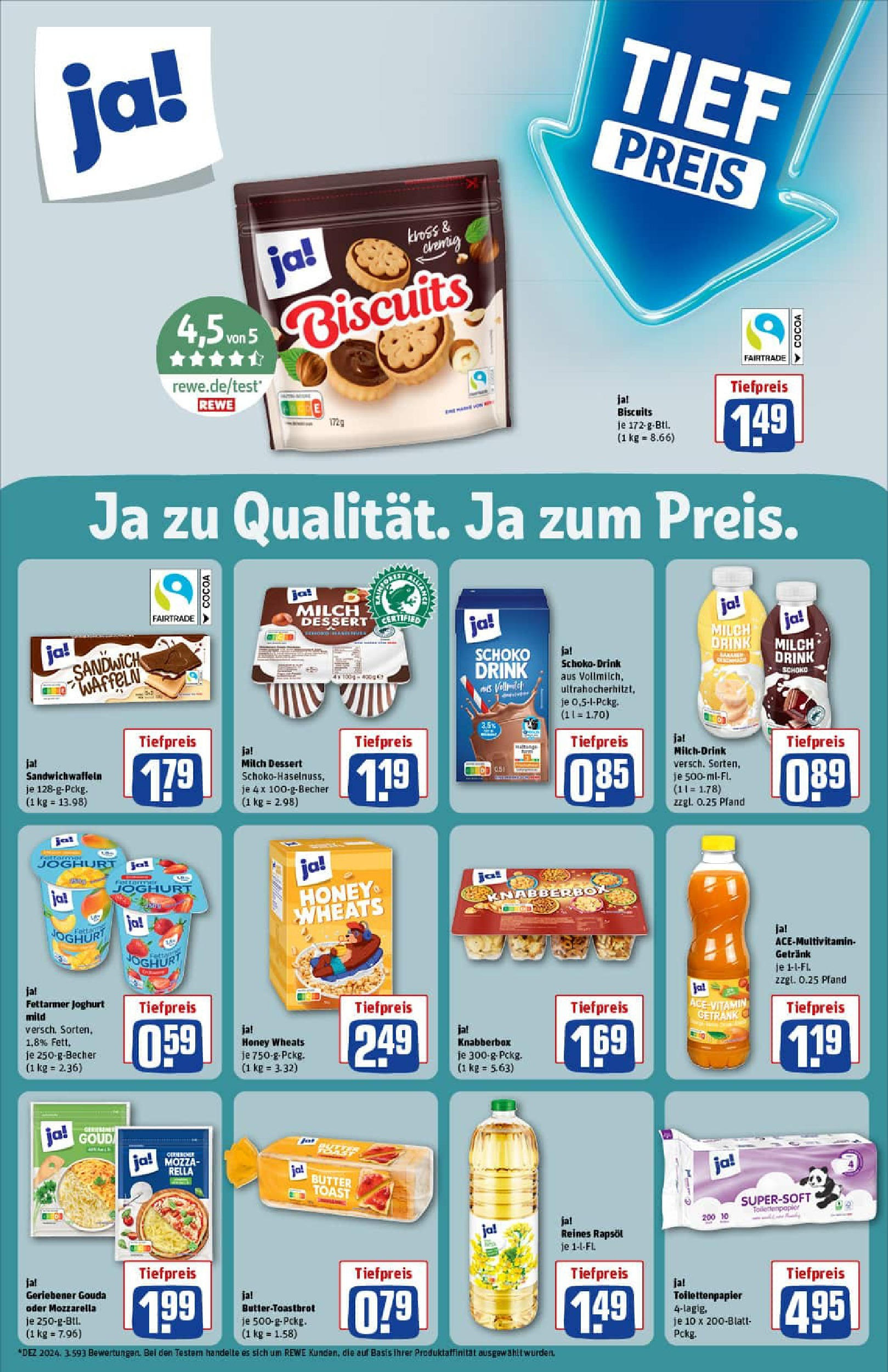 REWE Prospekt ab 24.08.2025 zum Blättern » Angebote | Seite: 25 | Produkte: Milch, Butter, Toast, Mozzarella