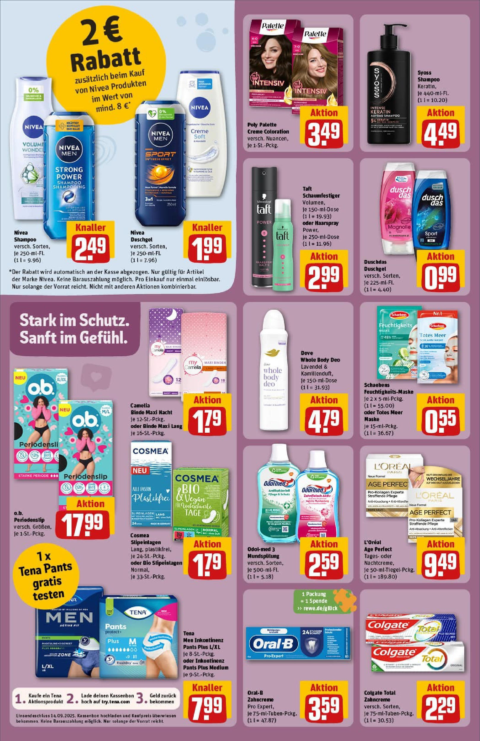 REWE Prospekt ab 24.08.2025 zum Blättern » Angebote | Seite: 28 | Produkte: Haarspray, Shower Gel, Lavendel, Feuchtigkeitsmaske