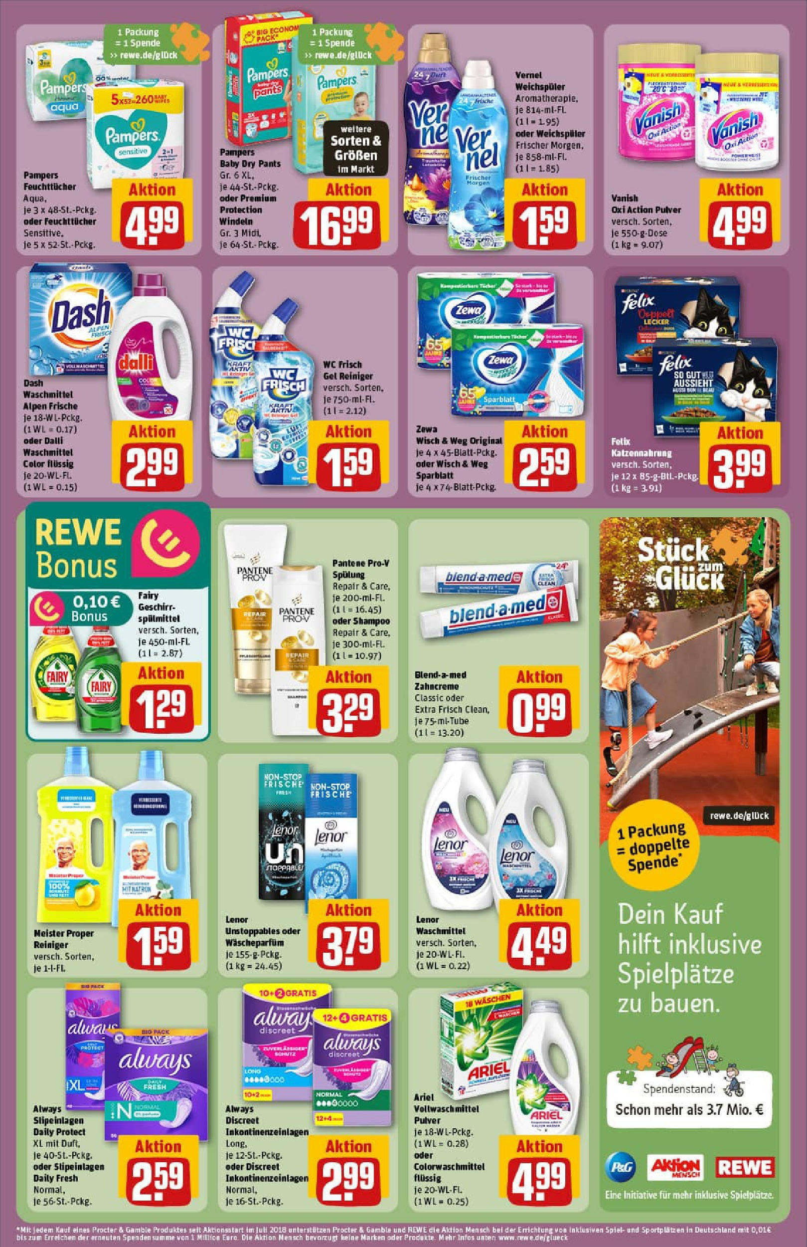 REWE Prospekt ab 24.08.2025 zum Blättern » Angebote | Seite: 29 | Produkte: Pampers, Waschmittel, Wc frisch, Vernel