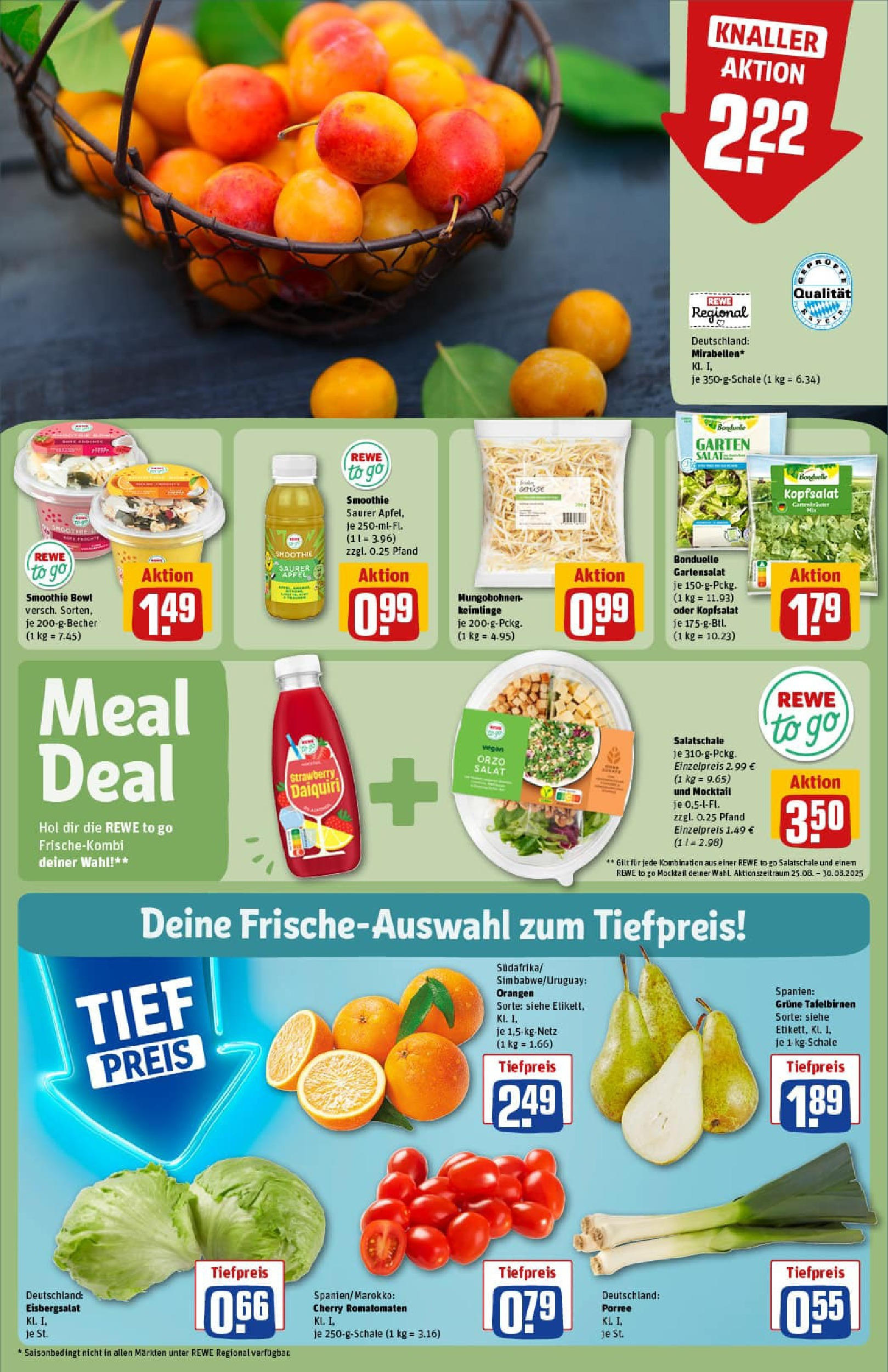 REWE Prospekt ab 24.08.2025 zum Blättern » Angebote | Seite: 6 | Produkte: Äpfel, Orangen, Eisbergsalat, Salat REWE Prospekt ab 24.08.2025 zum Blättern » Angebote | Seite: 6 | Produkte: Äpfel, Orangen, Eisbergsalat, Salat
