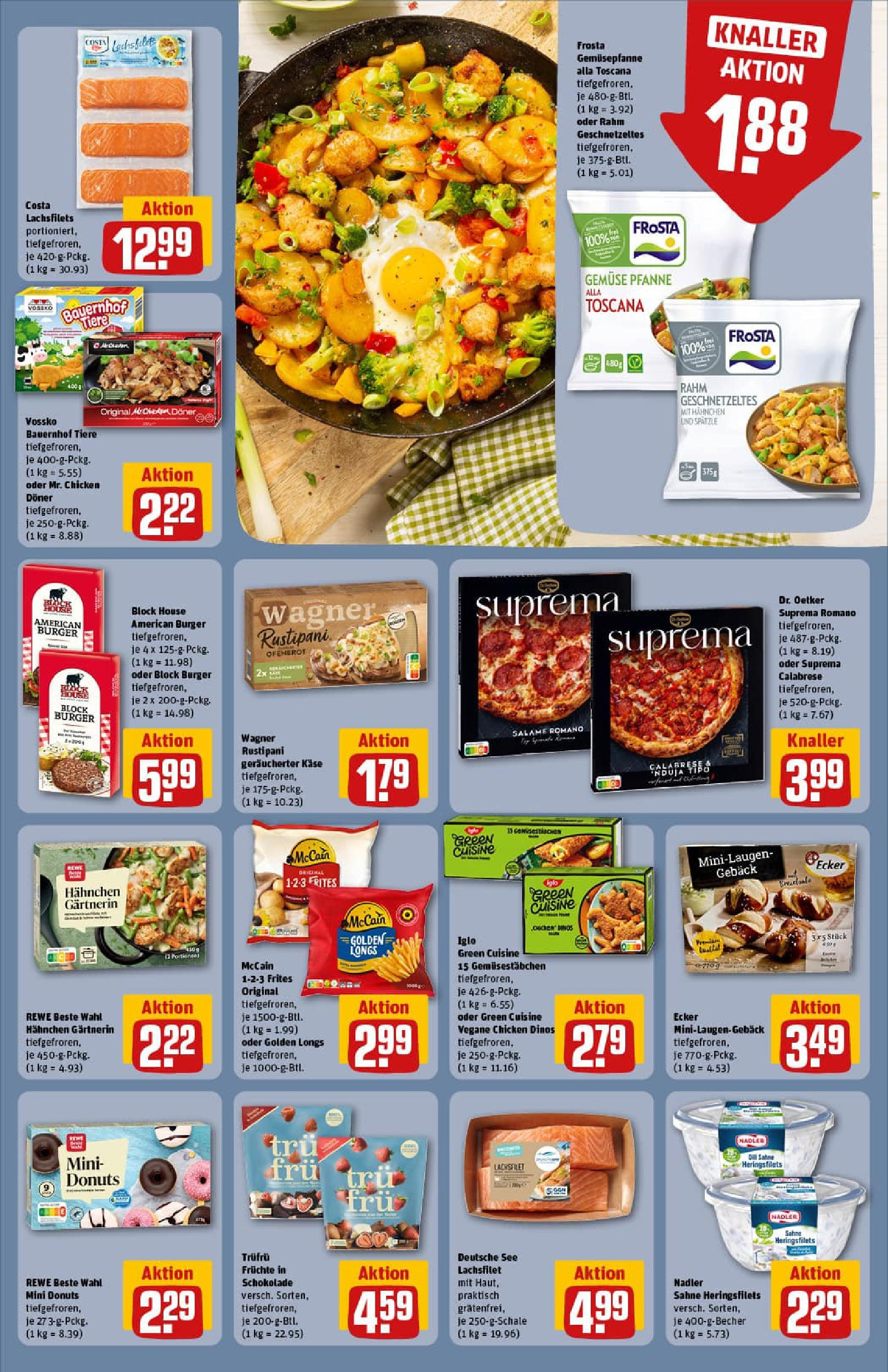 REWE Prospekt ab 24.08.2025 zum Blättern » Angebote | Seite: 17 | Produkte: Burger, Frosta, Donuts, Sahne REWE Prospekt ab 24.08.2025 zum Blättern » Angebote | Seite: 17 | Produkte: Burger, Frosta, Donuts, Sahne