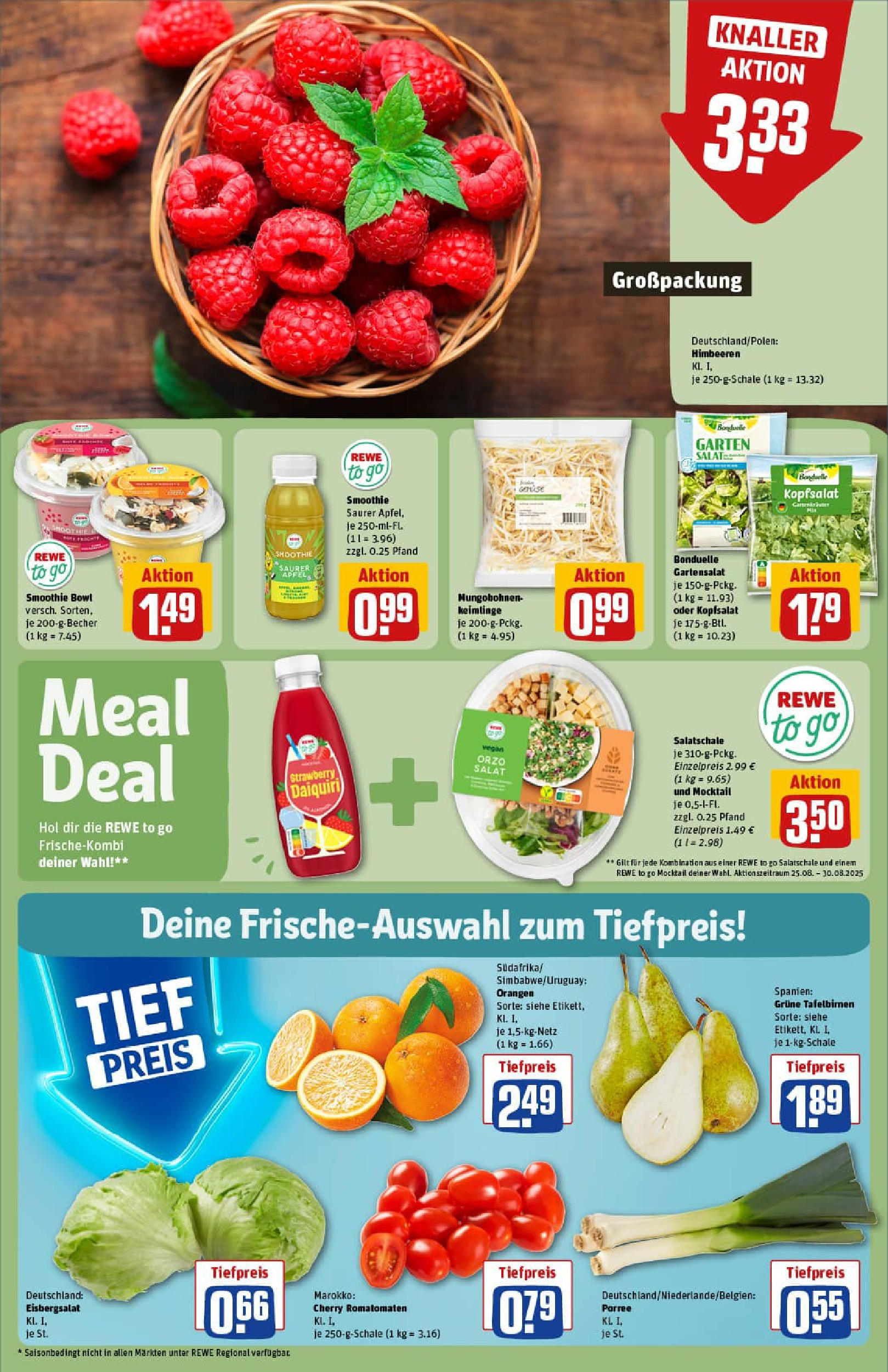 REWE Prospekt ab 24.08.2025 zum Blättern » Angebote | Seite: 6 | Produkte: Himbeeren, Äpfel, Eisbergsalat, Salat REWE Prospekt ab 24.08.2025 zum Blättern » Angebote | Seite: 6 | Produkte: Himbeeren, Äpfel, Eisbergsalat, Salat