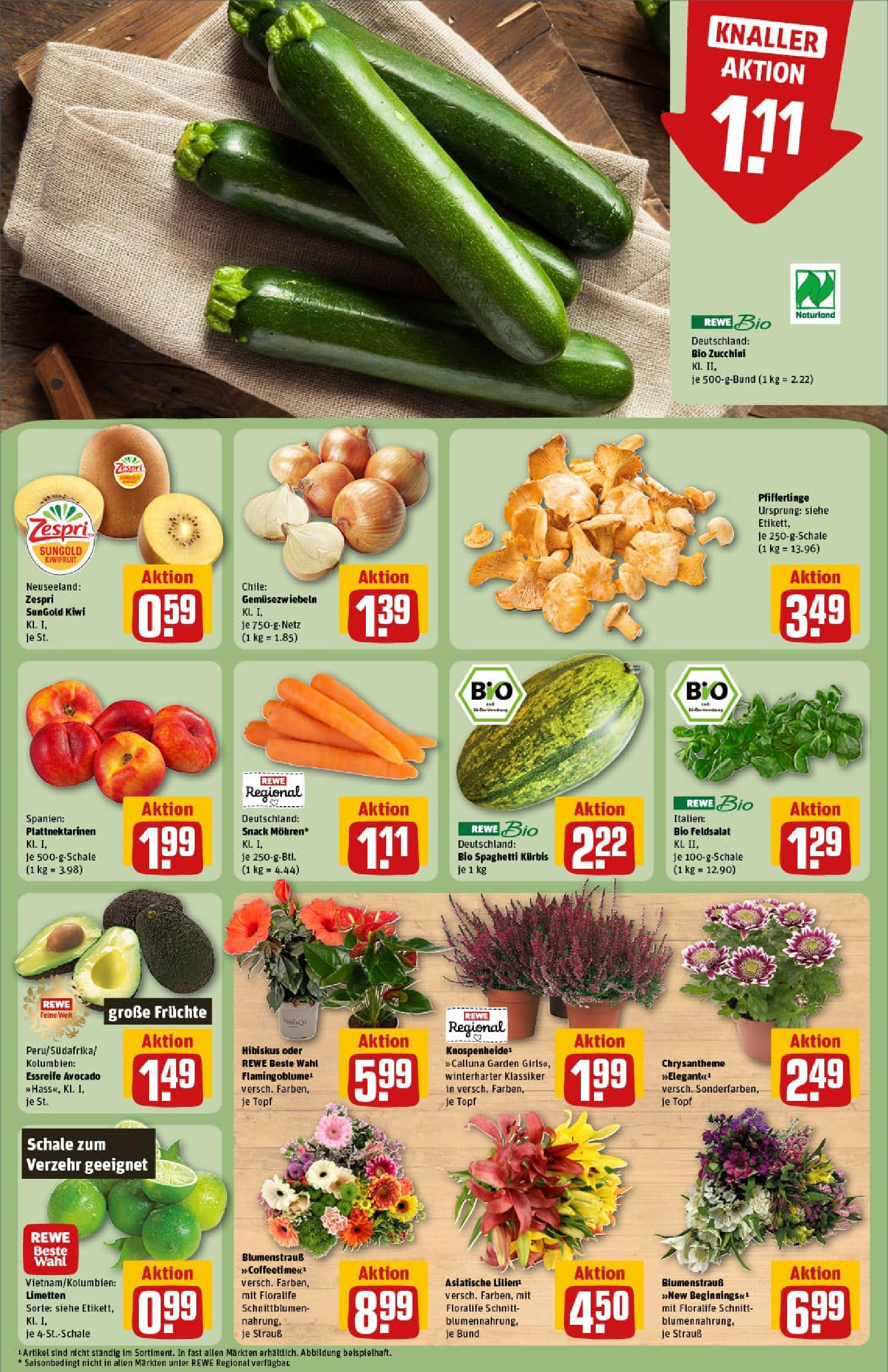 REWE Prospekt ab 24.08.2025 zum Blättern » Angebote | Seite: 9 | Produkte: Limetten, Pfifferlinge, Kürbis, Zucchini