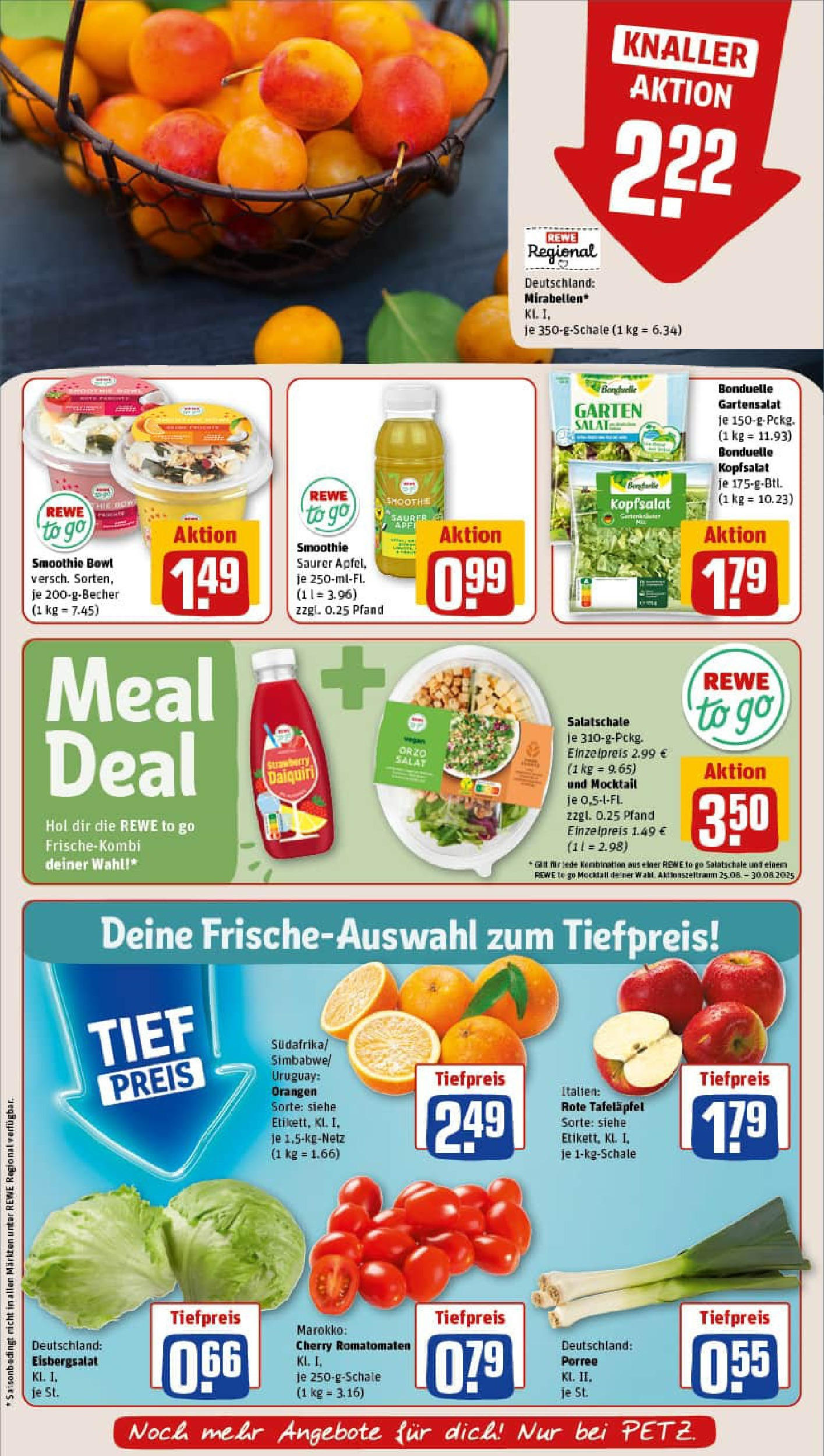 REWE Prospekt ab 24.08.2025 zum Blättern » Angebote | Seite: 6 | Produkte: Äpfel, Orangen, Eisbergsalat, Salat REWE Prospekt ab 24.08.2025 zum Blättern » Angebote | Seite: 6 | Produkte: Äpfel, Orangen, Eisbergsalat, Salat