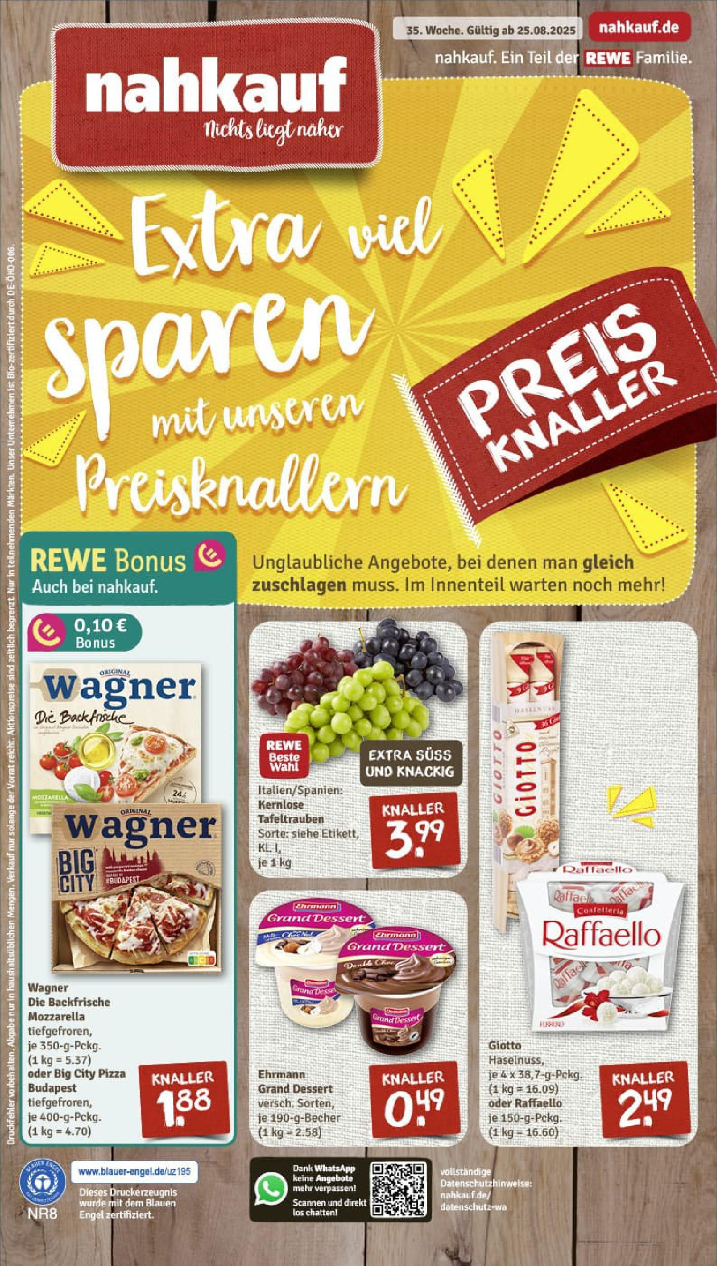 REWE Prospekt ab 24.08.2025 nächste Woche - Prospekt Schneeberg Vorschau von dem Prospekt des Geschäftes Rewe, gültig ab dem 24.08.2025