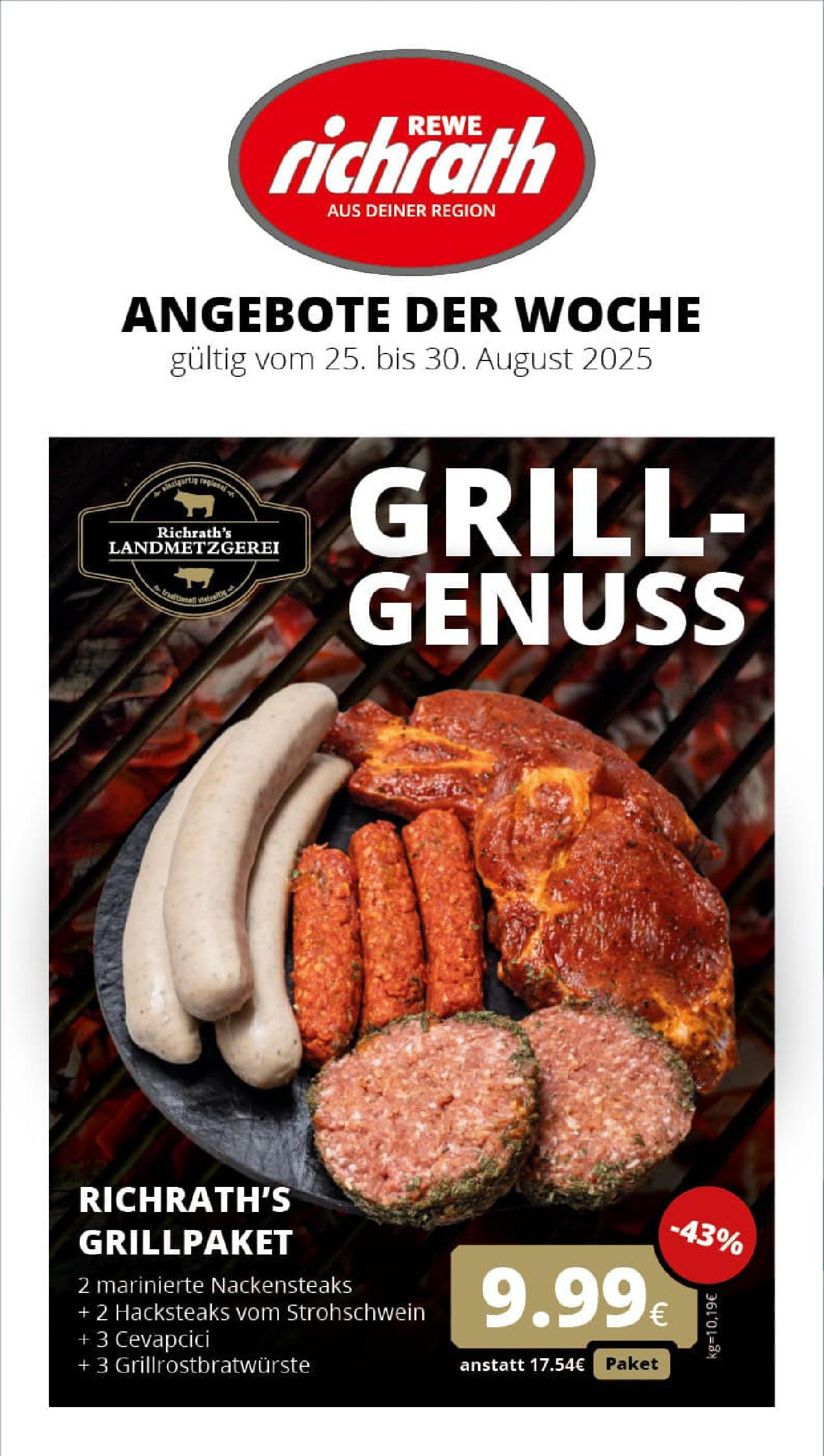 REWE Prospekt ab 24.08.2025 zum Blättern » Angebote | Seite: 1 | Produkte: Nackensteaks, Grill, Cevapcici REWE Prospekt ab 24.08.2025 zum Blättern » Angebote | Seite: 1 | Produkte: Nackensteaks, Grill, Cevapcici