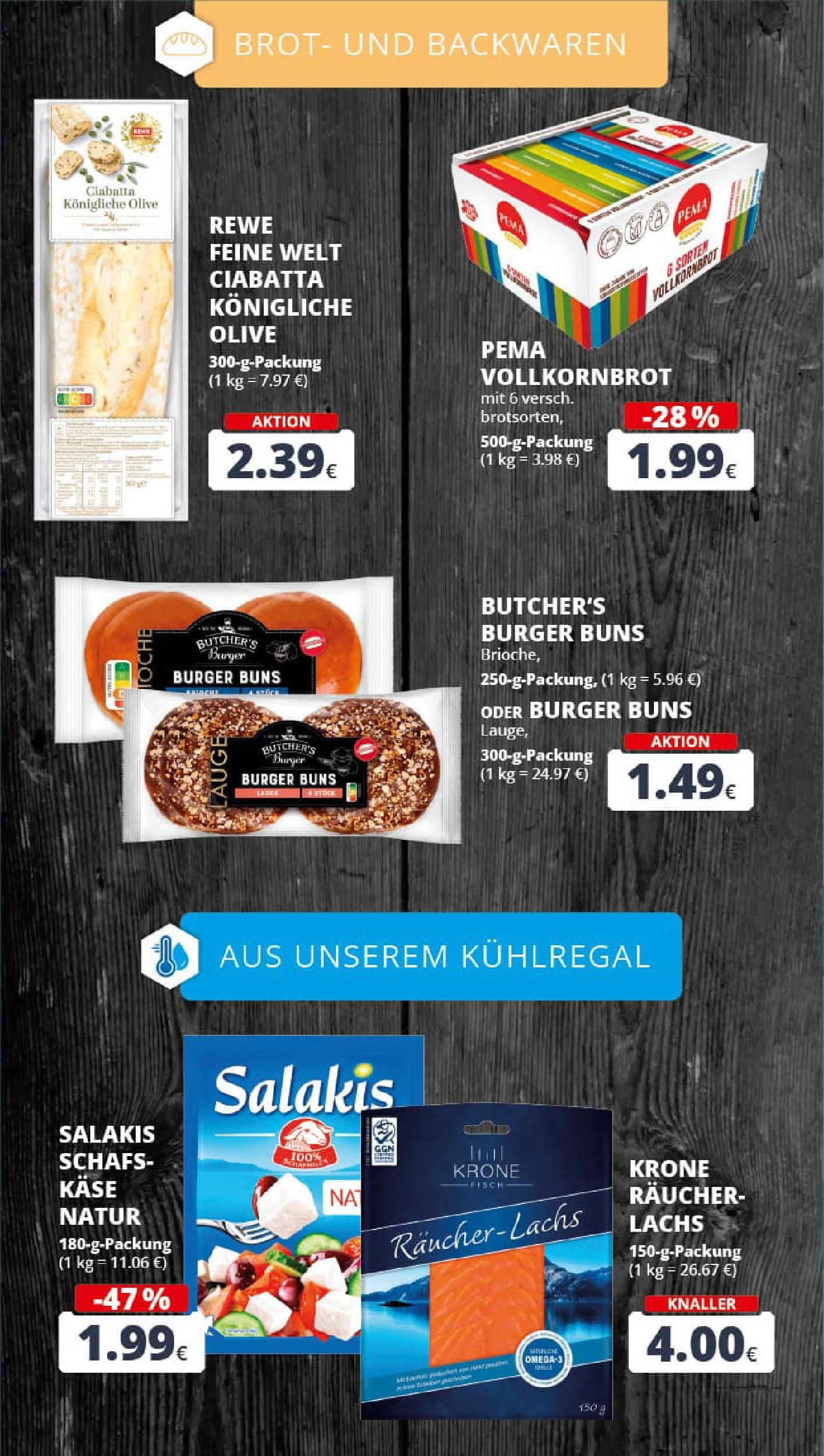 REWE Prospekt ab 24.08.2025 zum Blättern » Angebote | Seite: 15 | Produkte: Burger, Räucherlachs, Salakis, Brot REWE Prospekt ab 24.08.2025 zum Blättern » Angebote | Seite: 15 | Produkte: Burger, Räucherlachs, Salakis, Brot