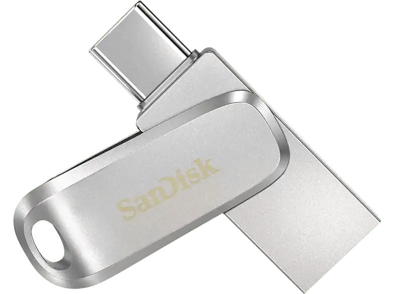 SandISK 1TB USB-Stick Ultra Dual Drive Luxe, USB-C/A 3.1 Gen1, R150, Metallgehäuse, Silber